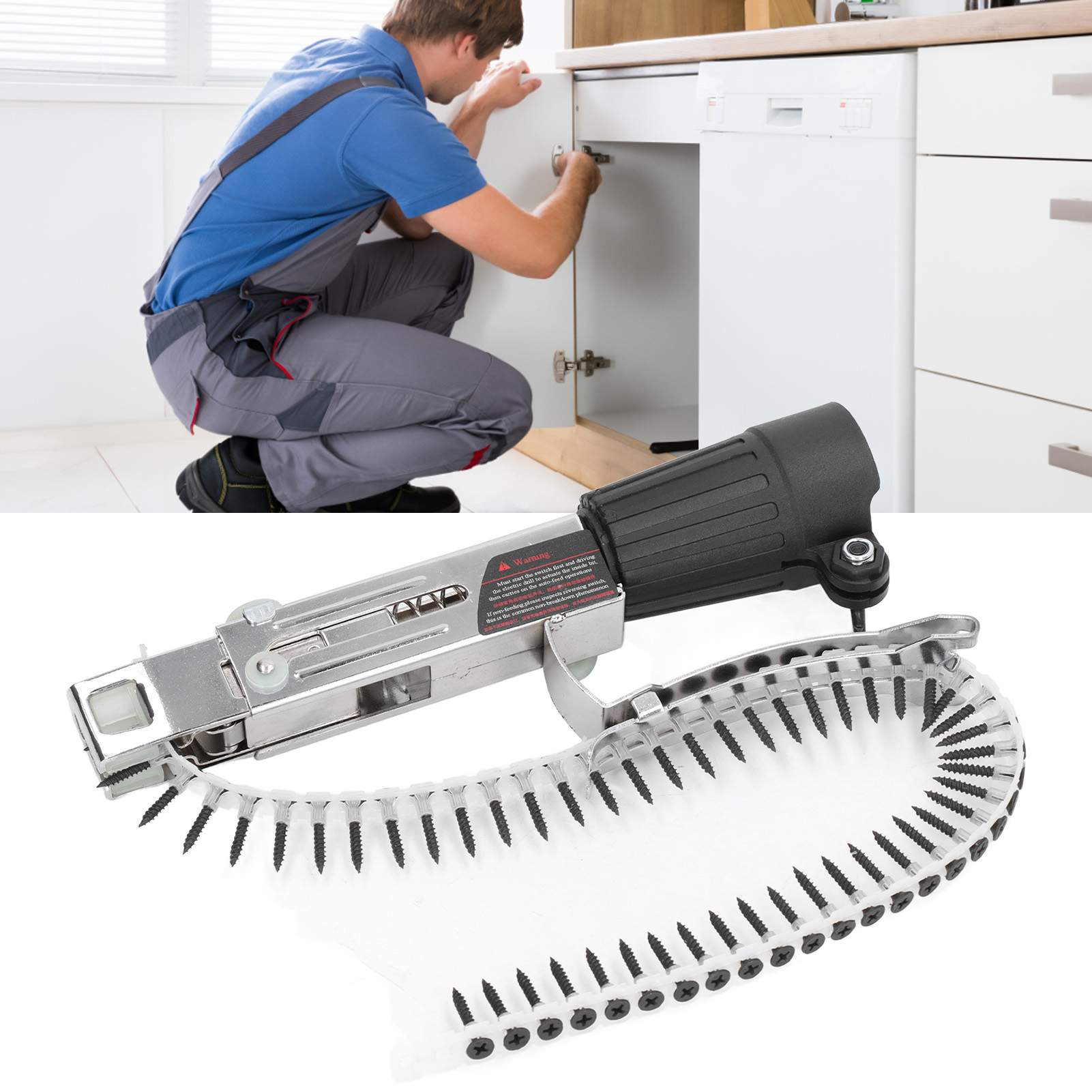 Automatischer Schraubendreher Mit Kettenschraubendreherkopf, Elektrischer Schraubendreher Für Holzbearbeitung Und Renovierung, Wiederaufladbare Selbstschneidende Schraubendreherbits Für Gipskartonplat