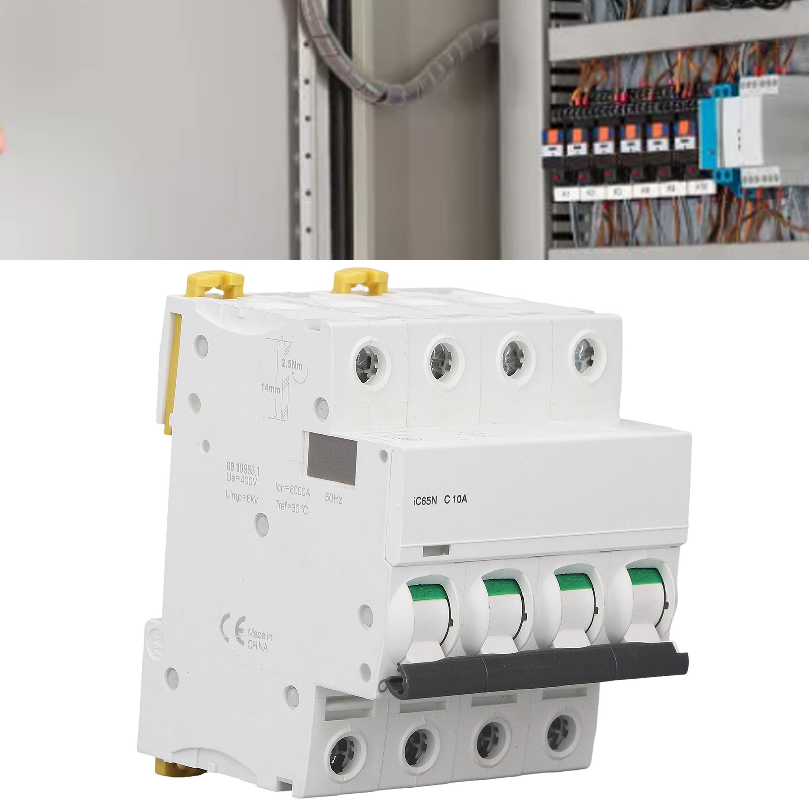 Leitungsschutzschalter Ic65n 4p, Din-schienenmontage, Niederspannung 400 V, Abschaltvermögen 6000 A, Silberkontakte C10a