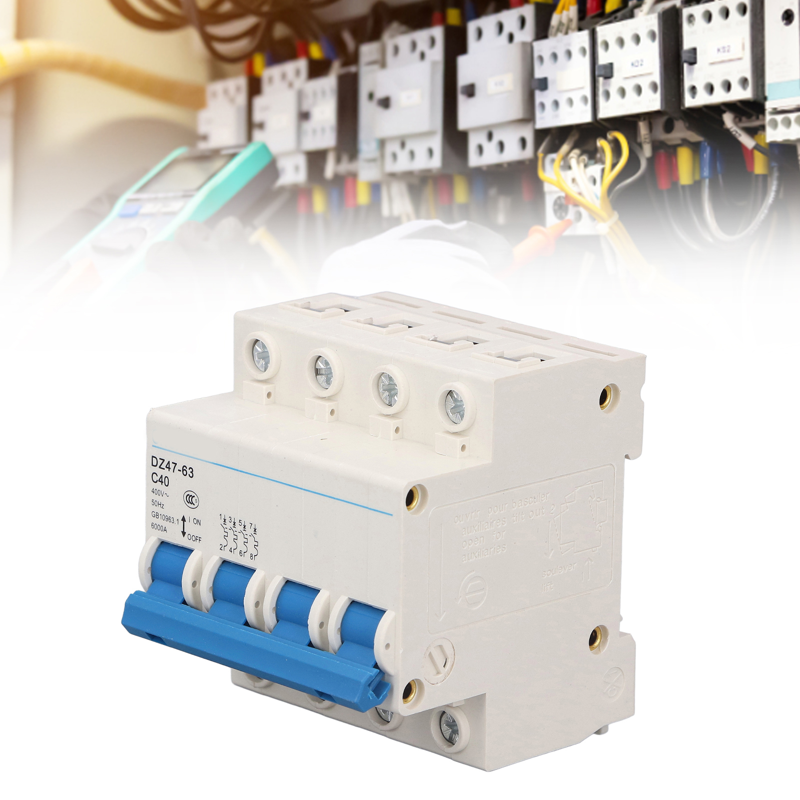 Leitungsschutzschalter Dz47-63 C40 4p 400 V 40 A, Din-schienenmontage, 6000 A Schaltvermögen