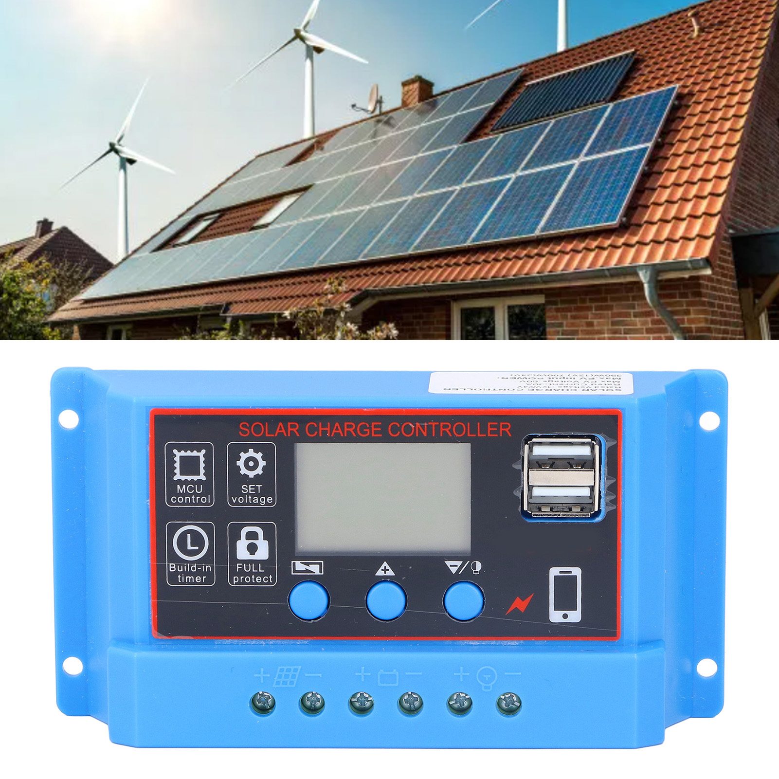11,1 V/12,8 V Photovoltaik-solarladeregler Mit Lcd-display, 10 A