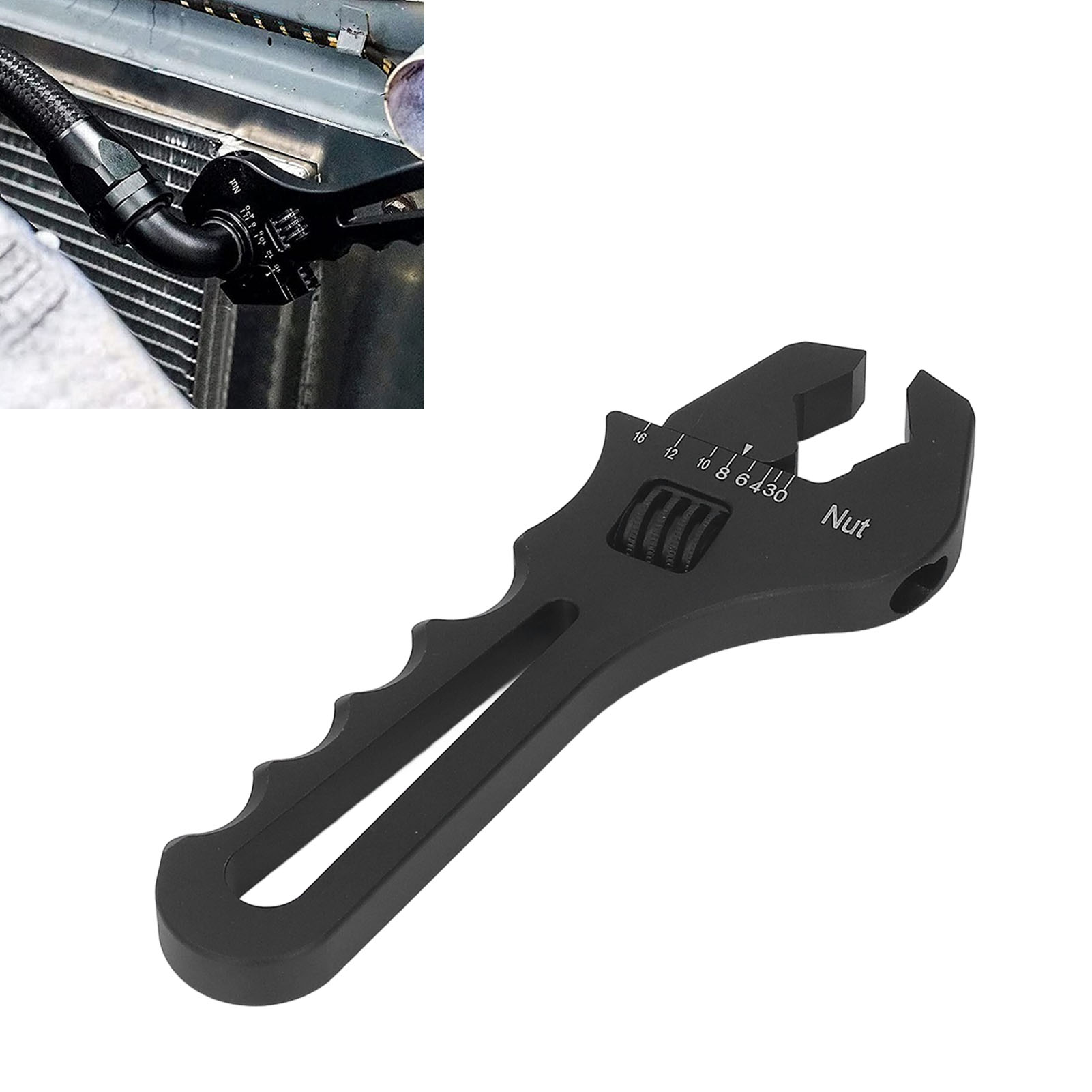 An3-an16 Ölschlauchschlüssel, Schlauchverbinder, Adapter-endverbinderschlüssel, Verstellbarer Schraubenschlüssel, Leichtes Aluminium-schraubenschlüsselwerkzeug, Schwarz.