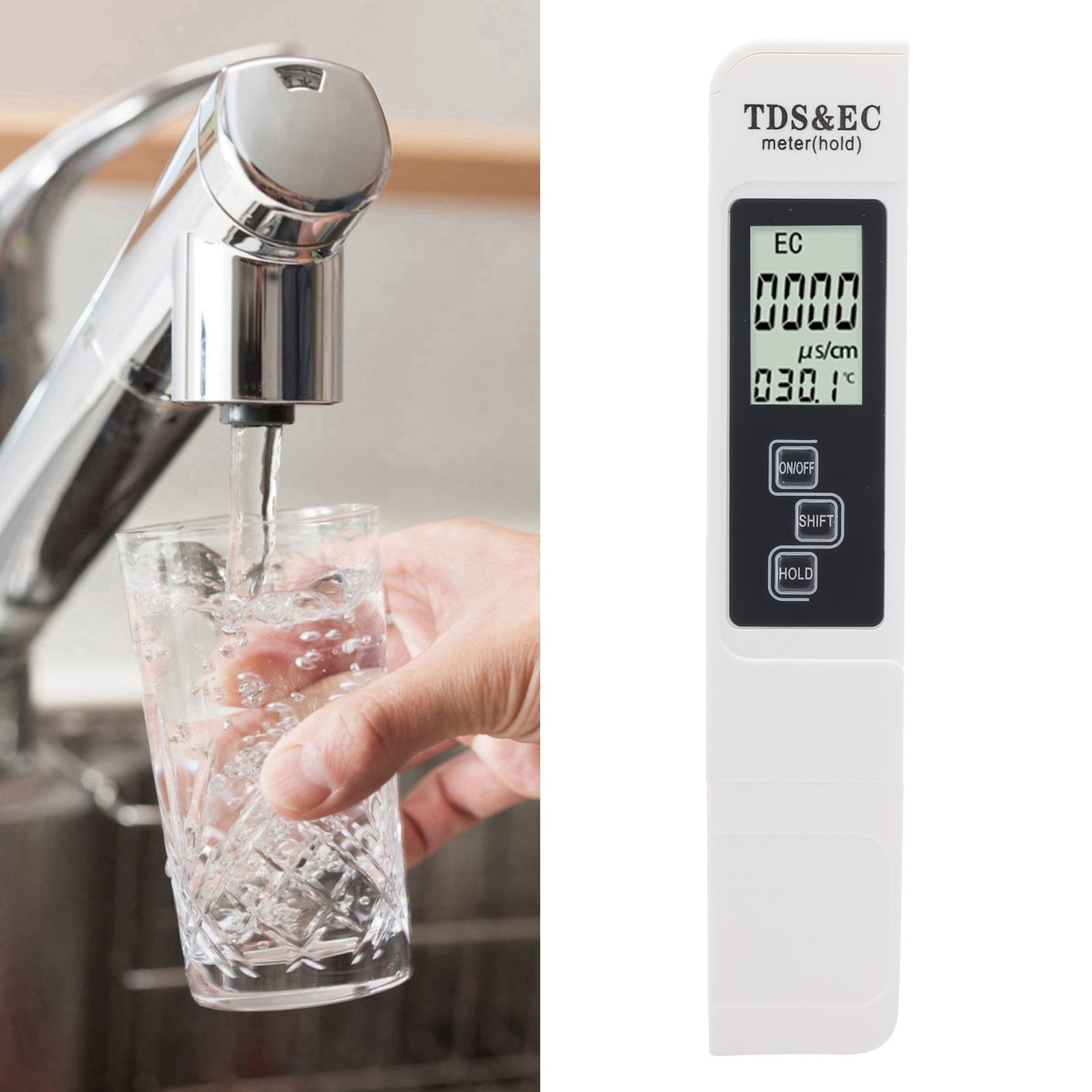 3-in-1 Tds-stift A1, Wasserqualitätstester, Tds-detektor, Ec-leitfähigkeits-tds-stift (weiß)