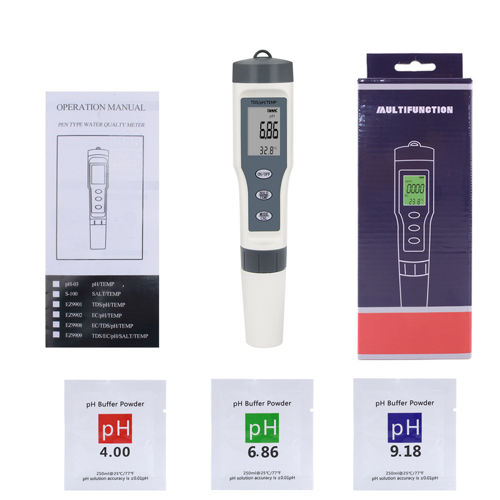 Dieser Drei-in-eins-stift Zur Wasserqualitätsanalyse Misst Ph-wert, Tds, Leitfähigkeit Und Temperatur Er Dient Auch Als Ph-tester-stift Und Hat Keine Hintergrundbeleuchtung.