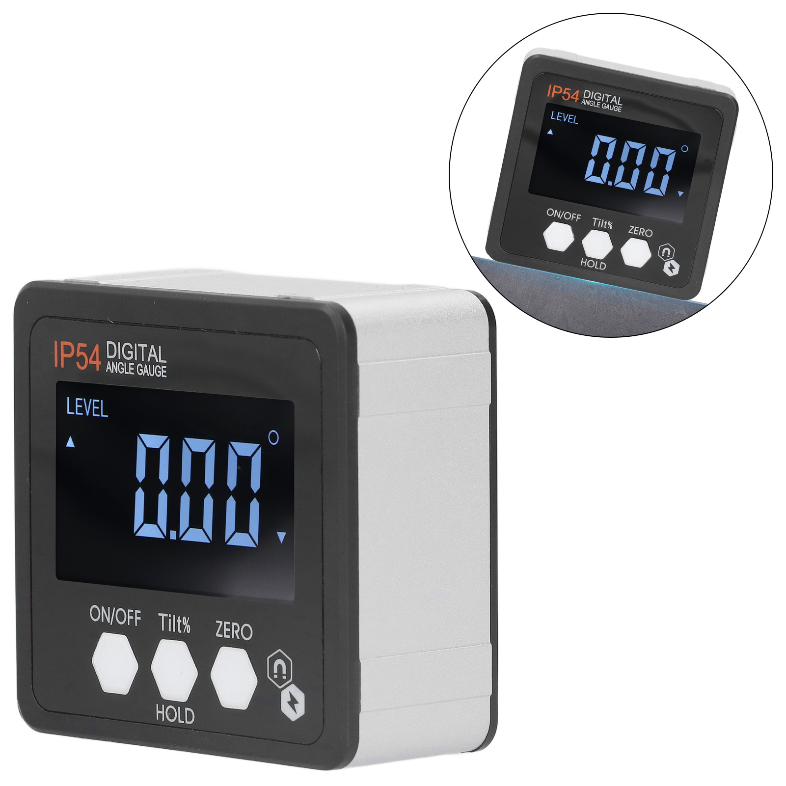 Elektronischer Digitaler Neigungsmesser (schutzart Ip54), Neigungsmessergehäuse, 4 X 90° Digitaler Winkelmesser, Elektronische Wasserwaage Mit Magnetischem Winkelmesser