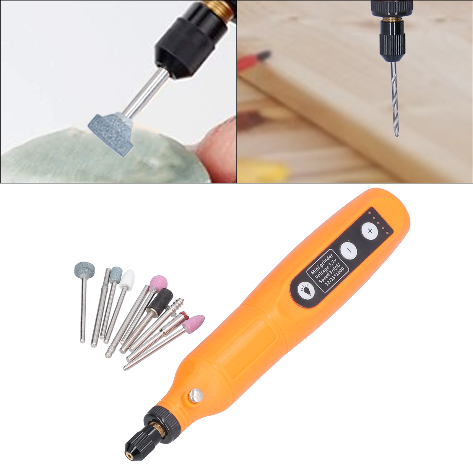 Akku-rundschleifer-set, 3,7-v-minischleifer, 5 Geschwindigkeitsstufen, Mit Led-arbeitsleuchte