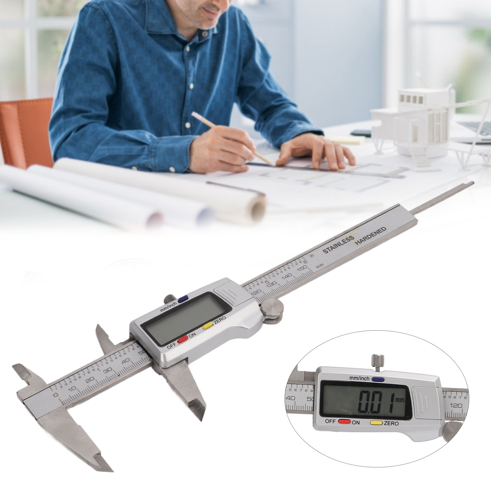 Hochpräziser Digitaler Elektronischer Messschieber 0–150 Mm, Messwerkzeug Aus Edelstahl, Silberfarben