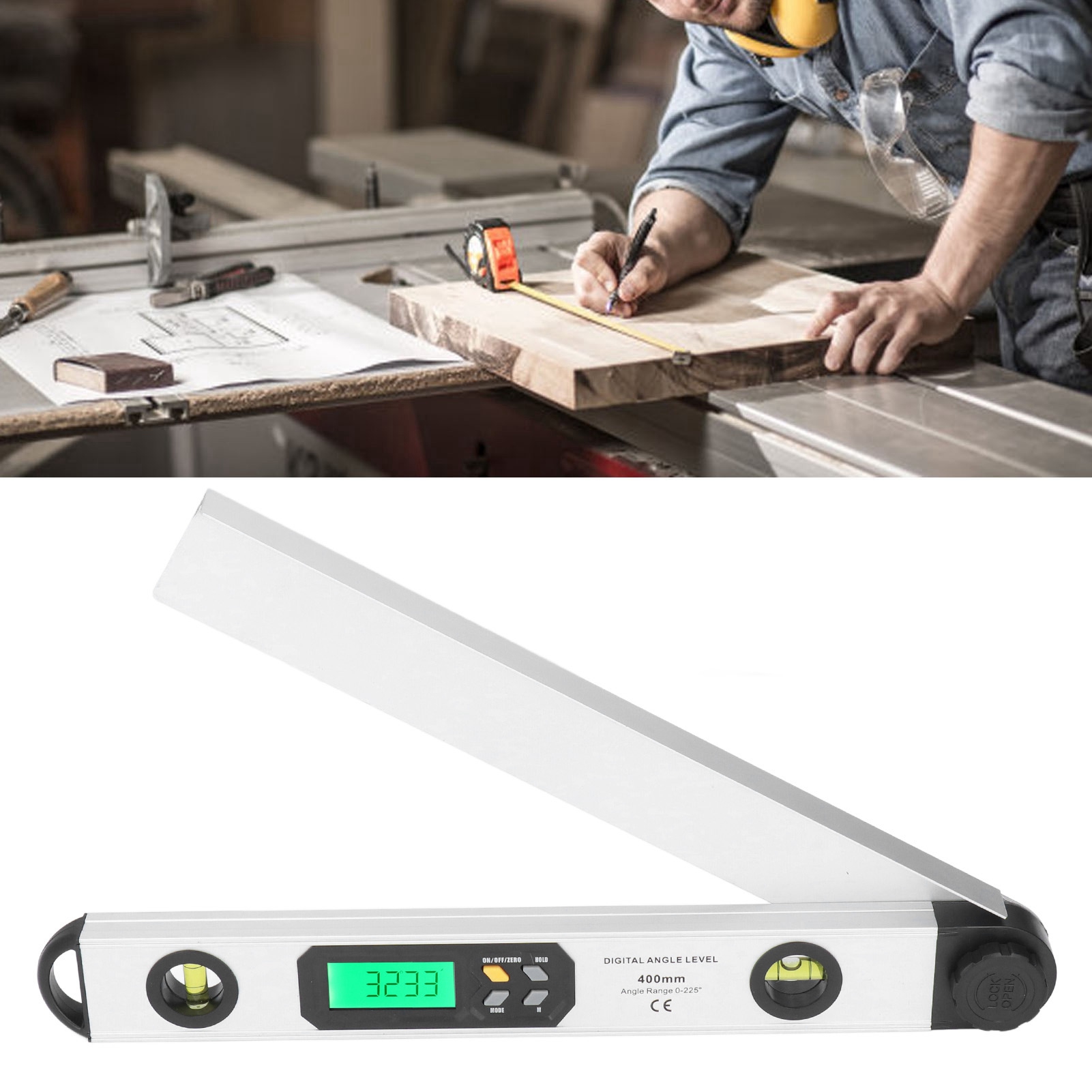 Winkelmesser Aus Aluminiumlegierung, Digitaler Winkelmesser, Elektronische Wasserwaage, Silber