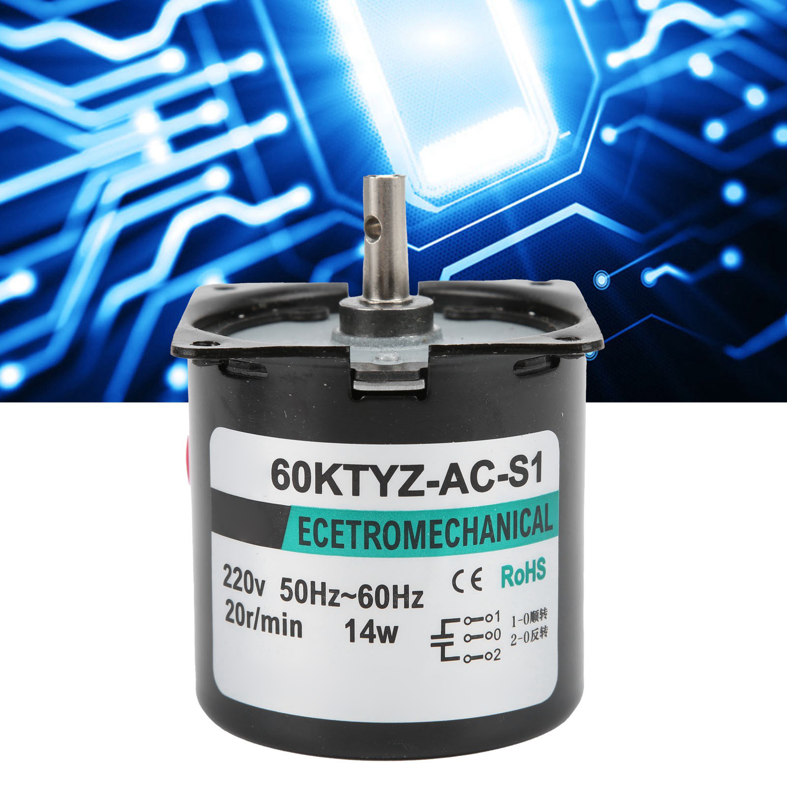 Ac-synchronmotor Xd60ktyz, 14w Permanentmagnetmotor Mit Niedriger Drehzahl, Drehmomentstarker, Bidirektionaler Mikromotor Mit Niedriger Drehzahl, 20 U/min Mittelwelle, Ac220v.