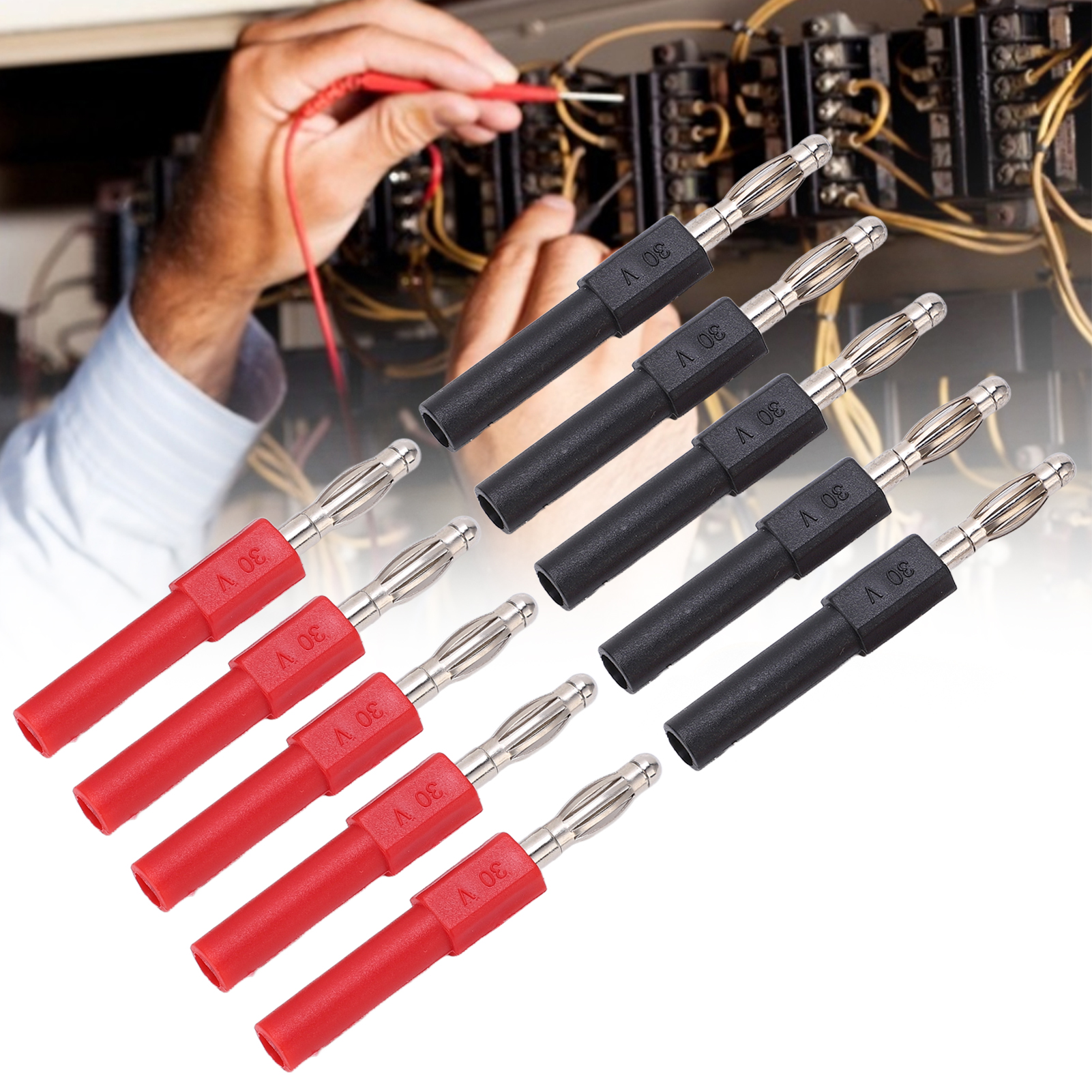 Rote Und Schwarze Sets Werden In 5er-packs Verkauft, 4 Mm Bananenstecker-adapter J.20012, 4 Mm Stecker Auf 2 Mm Buchse Bananenstecker, Geeignet Für Multimeter-messspitzen.