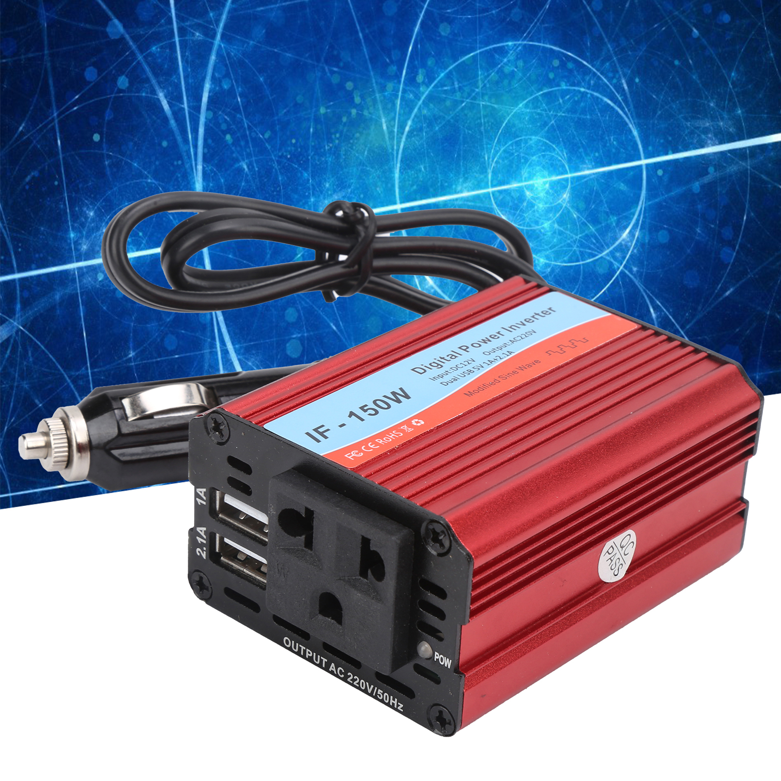 Tragbarer Kfz-wechselrichter If-150w, 150 W, 50 Hz, 12 V Dc Auf 220 V Ac. Korrigierter Sinus-wechselrichter.