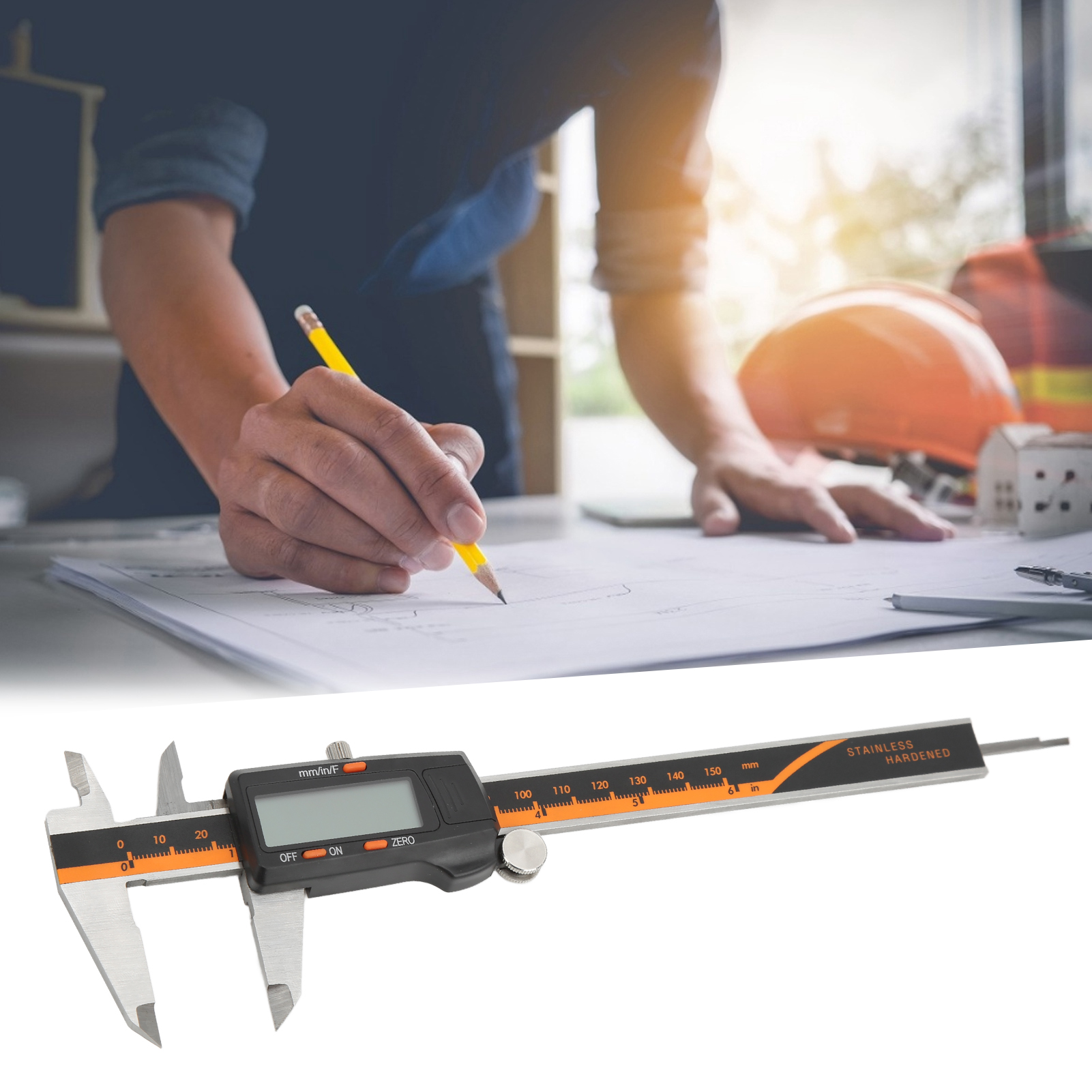 Schwarzer Digitaler Messschieber Mit Elektronischer Anzeige, Digitaler Messschieber Aus Edelstahl, Messwerkzeug Aus Edelstahl 0-150 Mm.