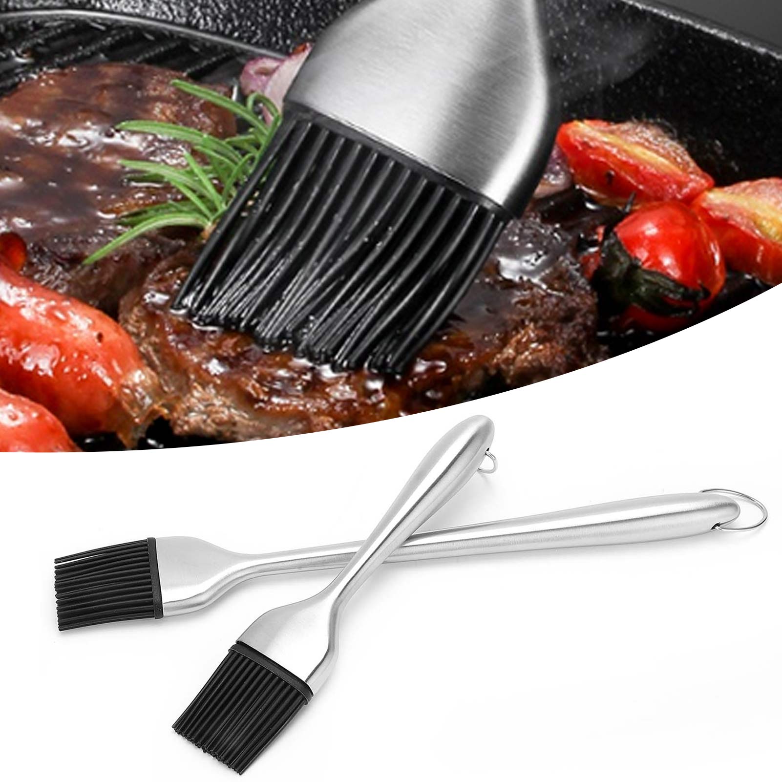 Set Mit 2 Ölpinseln Aus Edelstahl Zum Kochen