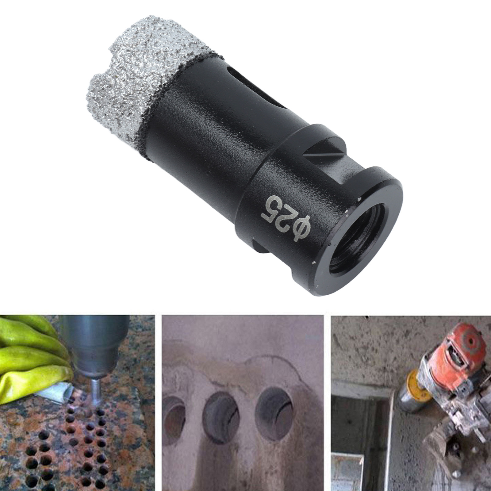 Vakuumgelöteter Diamantbohrer M14, Schwarz, 25 Mm