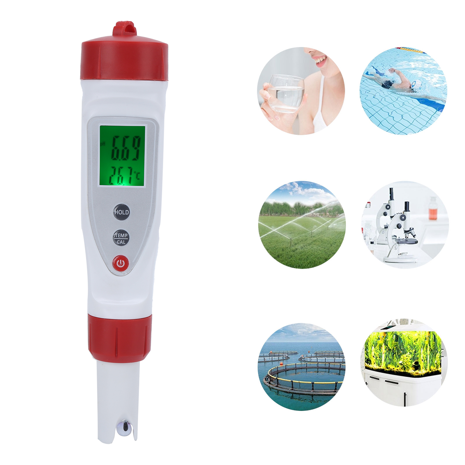 Tragbarer Ph-/temperaturmessgerät-stift Ph-2035h, Wasserdicht, Für Aquarium Und Haushalt
