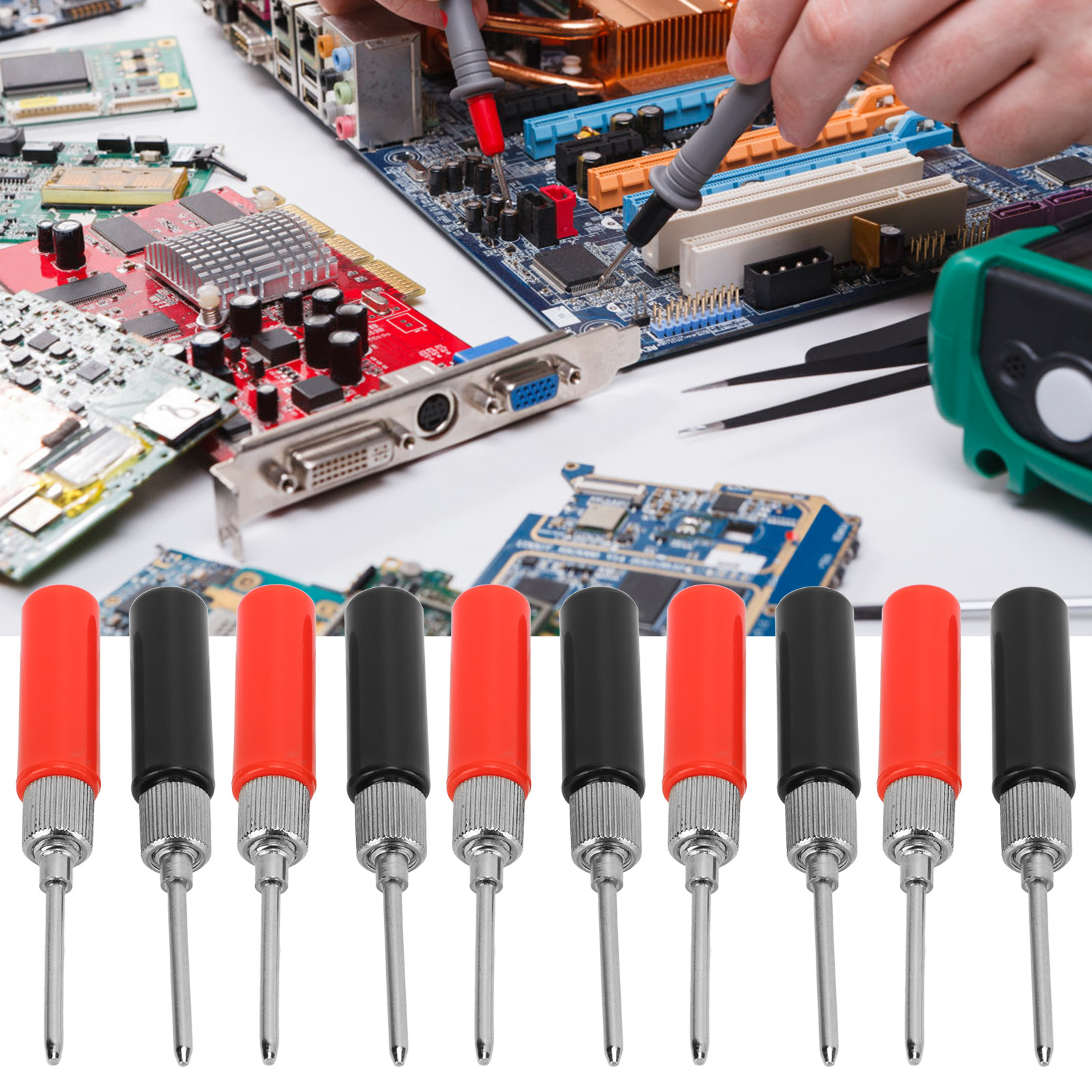 Lötfreie Prüfspitze Mit Kurzer Nadel J.30014 2 Mm Lötfreie Prüfspitze Mit Kurzer Nadel, Kann Verdrahtet Werden, Abs-kunststoffgehäuse, Rot Und Schwarz, Wird In 5er-packs Verkauft.