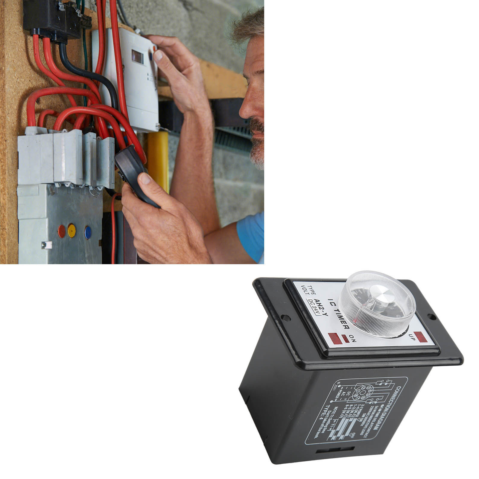Jyio/匠意源 Ah2-y 1s 8-pin Zeitverzögerungsrelais, Mini-zeiger-zeitschalter, 24v Dc Timer