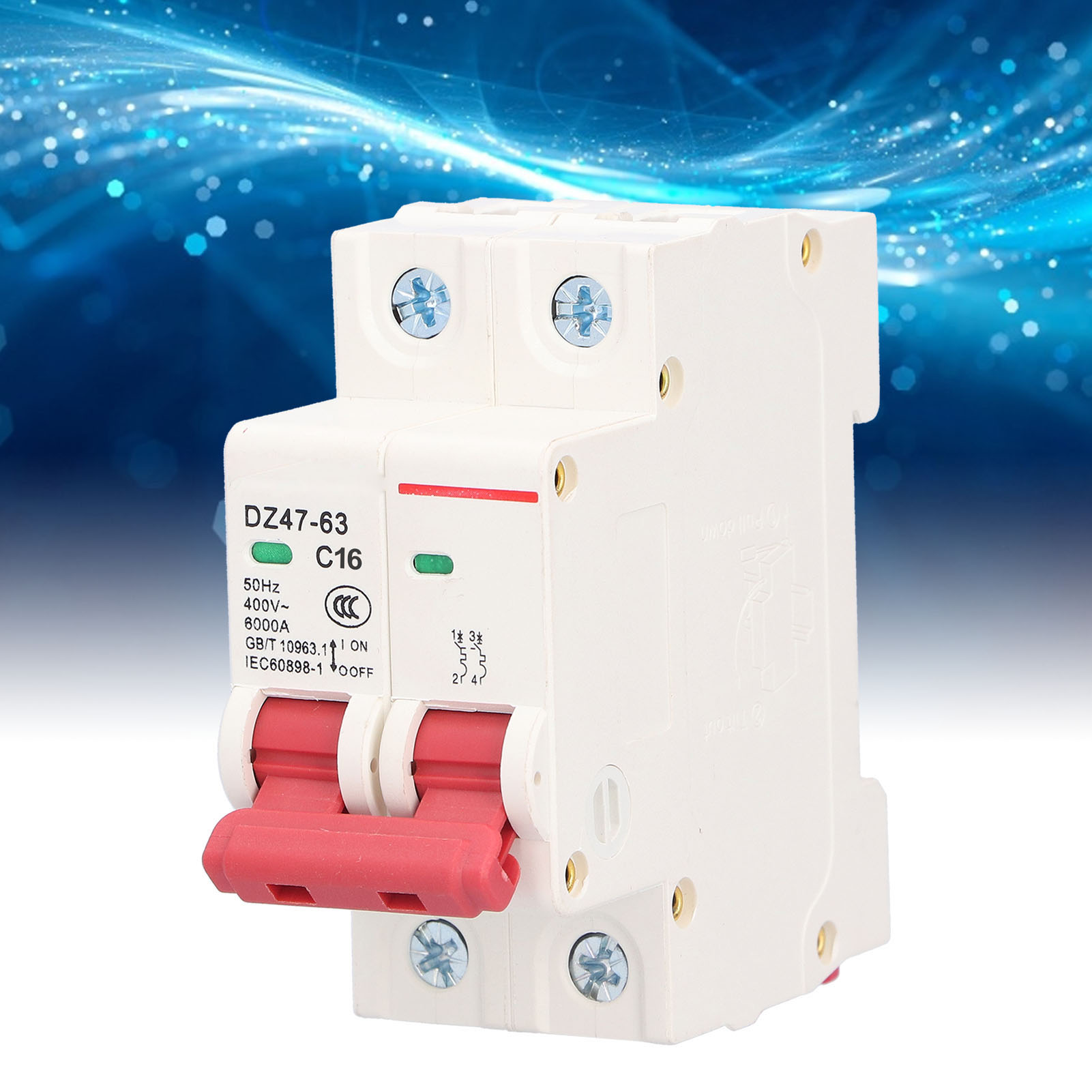 Miniatur-2p-leistungsschalter, Haushaltsluftschalter, Kurzschluss- Und Überlastschutz, 16a.