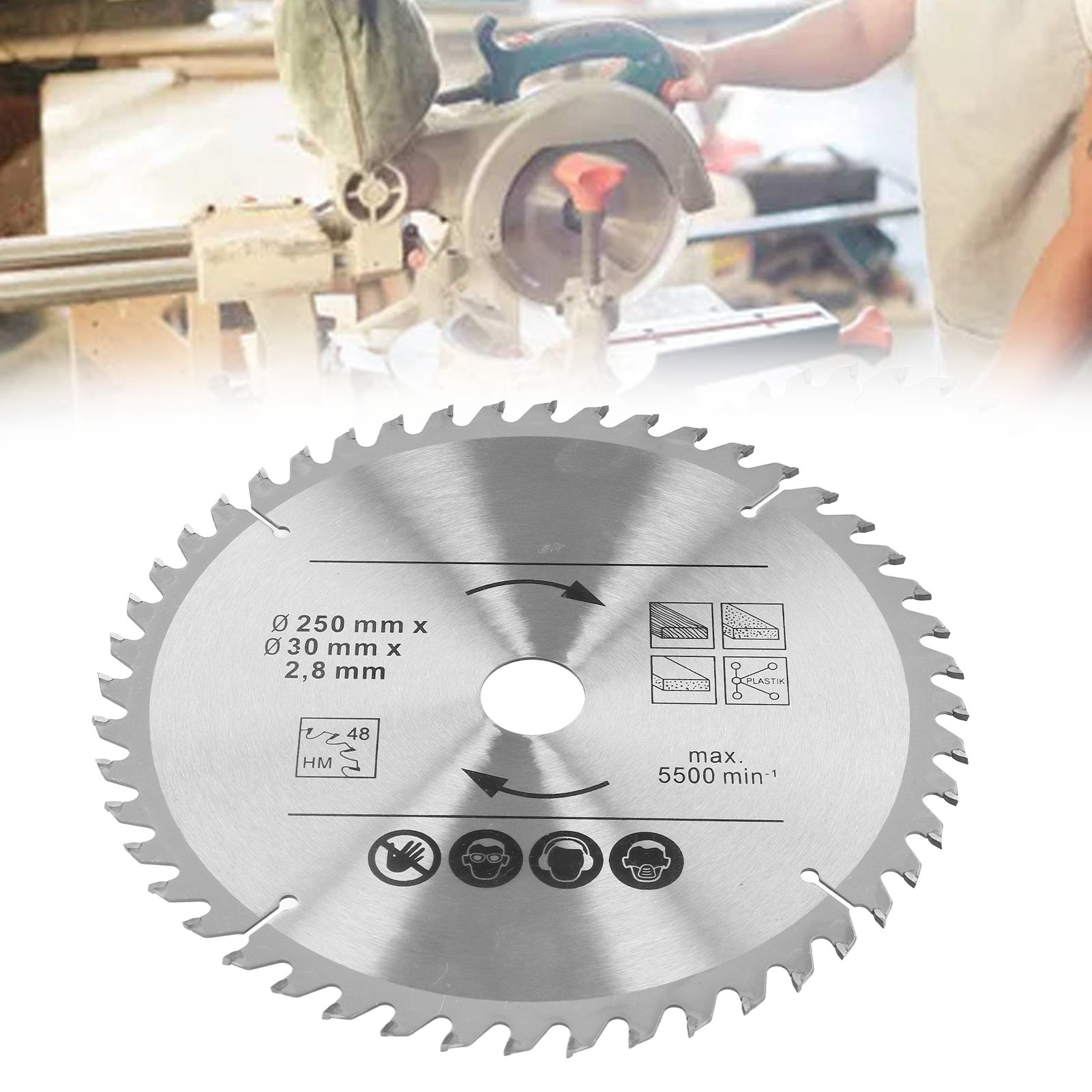 250-mm-hartmetall-kreissägeblatt, 250x48tx30-holzsägeblatt