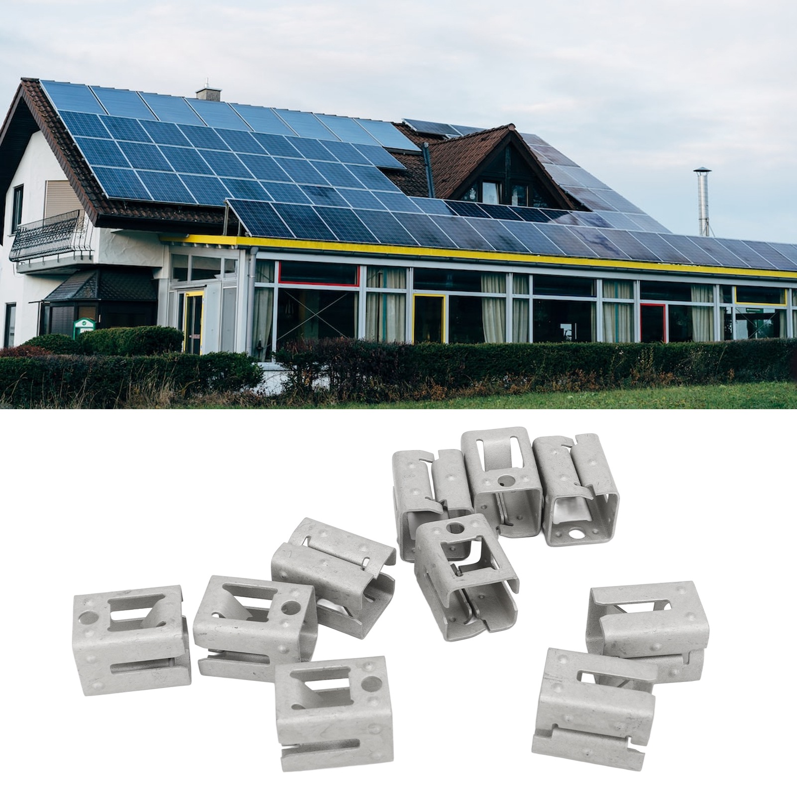 10 Zubehörteile Für Das Solar-photovoltaikmodul-energiestützsystem - Schnellmontage-metallclips (ohne Druckblöcke)