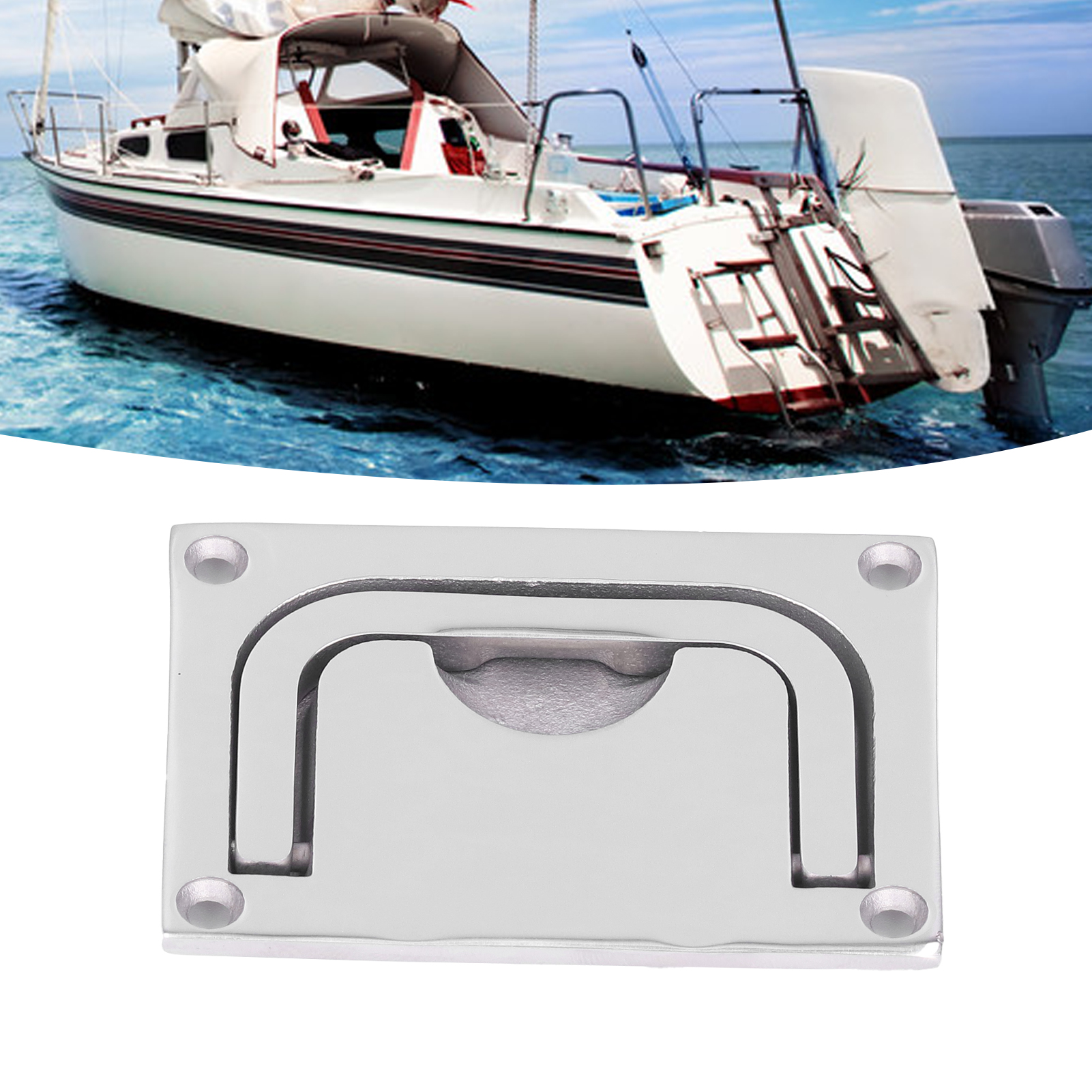 Quadratischer Bodenclip Aus Edelstahl 316 Für Bootsdeckabdeckungen, Quadratische Griffe Mit Spiegelglanz Für Bootskabinenabdeckungen, Yachtbeschläge 96 X 69 Mm