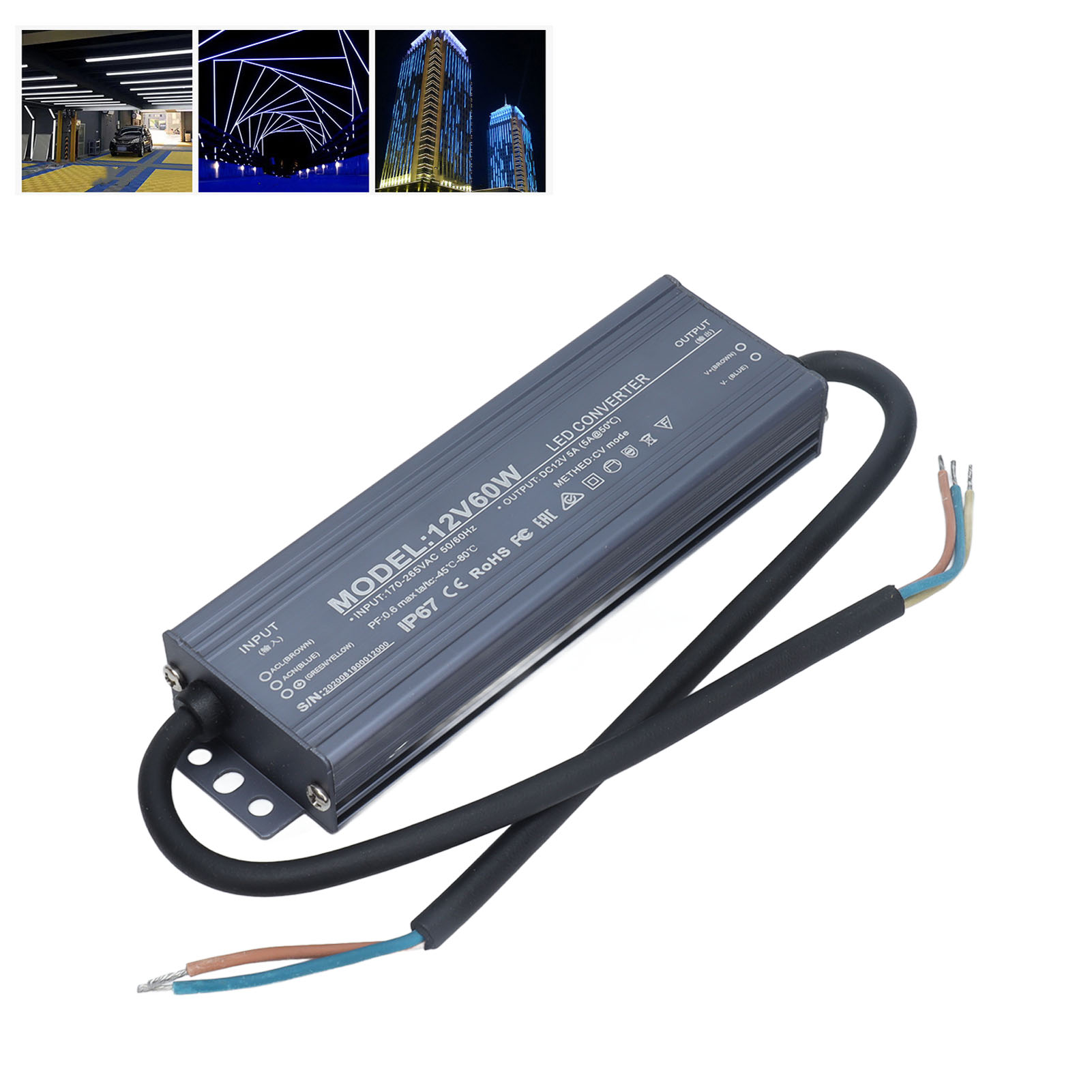 Ip67 Wasserdichtes Netzteil Für Leds, Konstantspannung, 60 W, 170–265 V Ac, 12 V