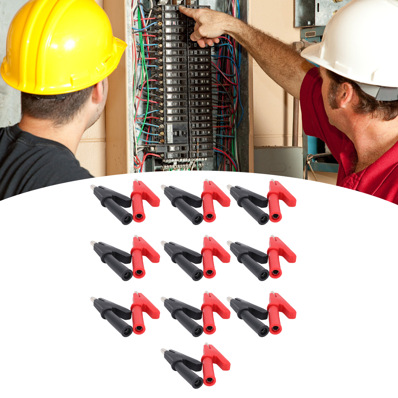 5-mm-öffnungs-testklemme, Krokodilklemme, 5-mm-öffnungs-adapterklemme J.60048, Mit 4-mm-klinkenstecker Am Ende, Rot Und Schwarz, Verkauft In 10er-packungen.