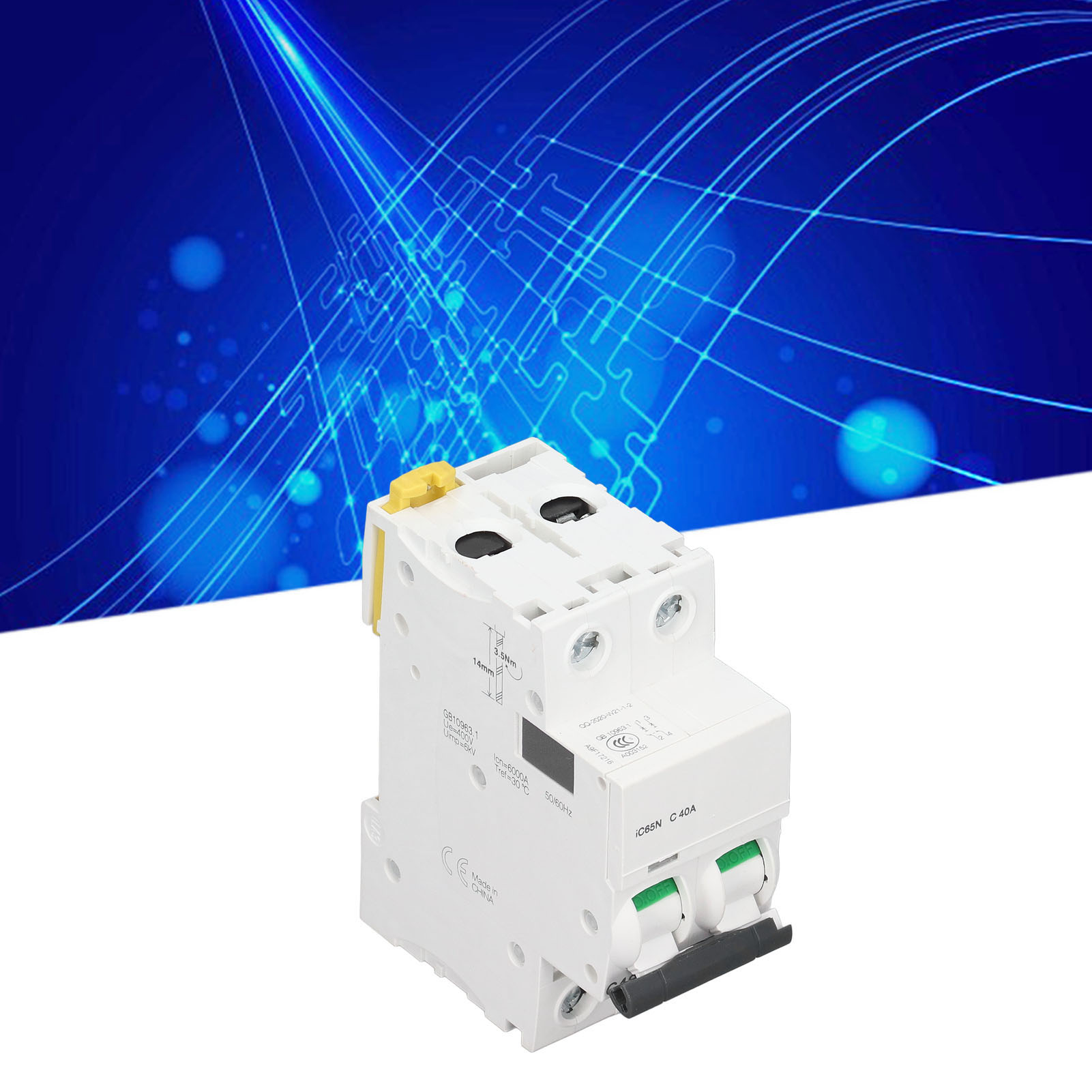 Leitungsschutzschalter Ic65n C40a 2p, 40 A, Din-schienenmontage, Niederspannung 400 V, Abschaltvermögen 6000 A, Silberkontakte