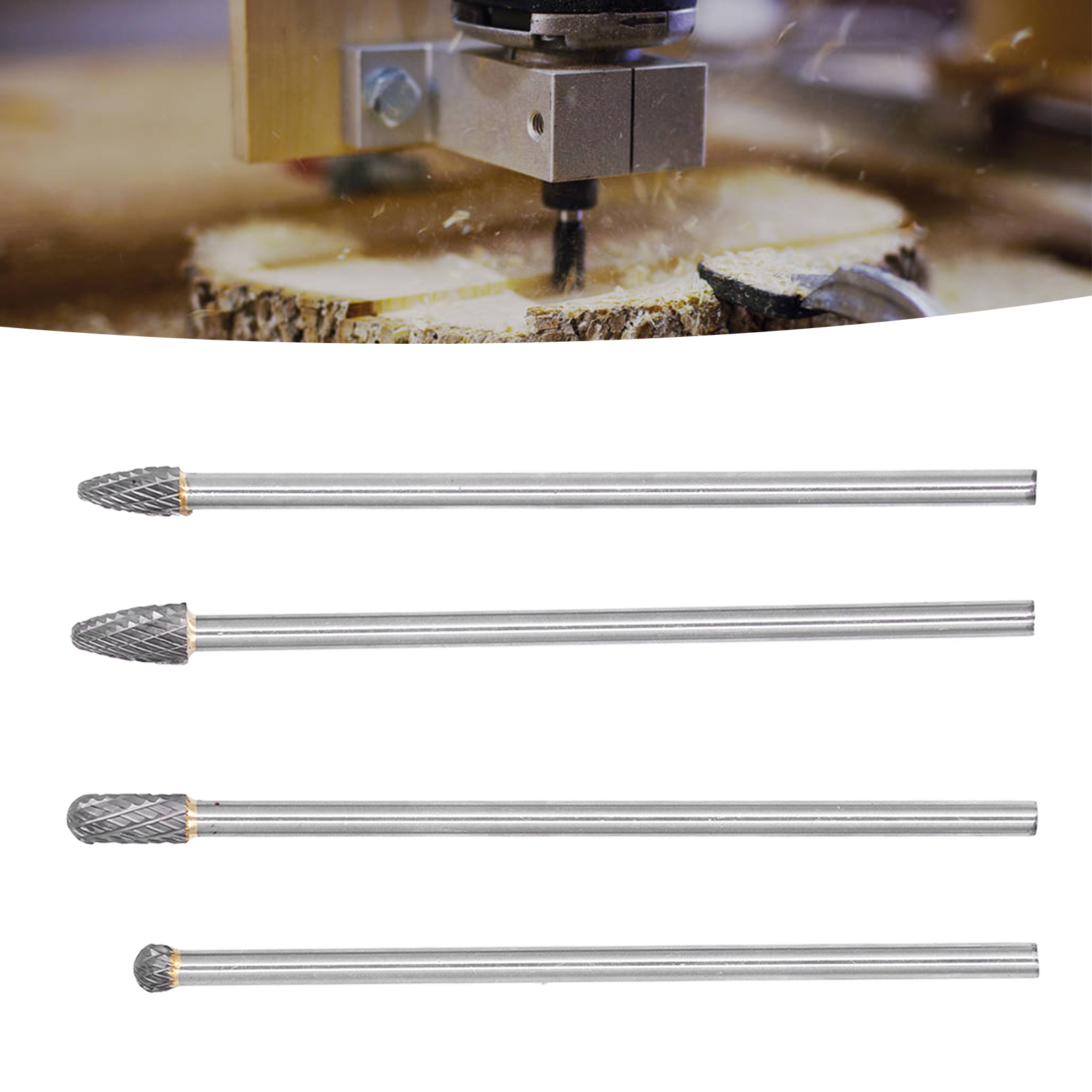 Verlängerter Wolframkarbid-schleifkopf (4-teilig), Einteiliges Wolframkarbid-rotationsschleifset