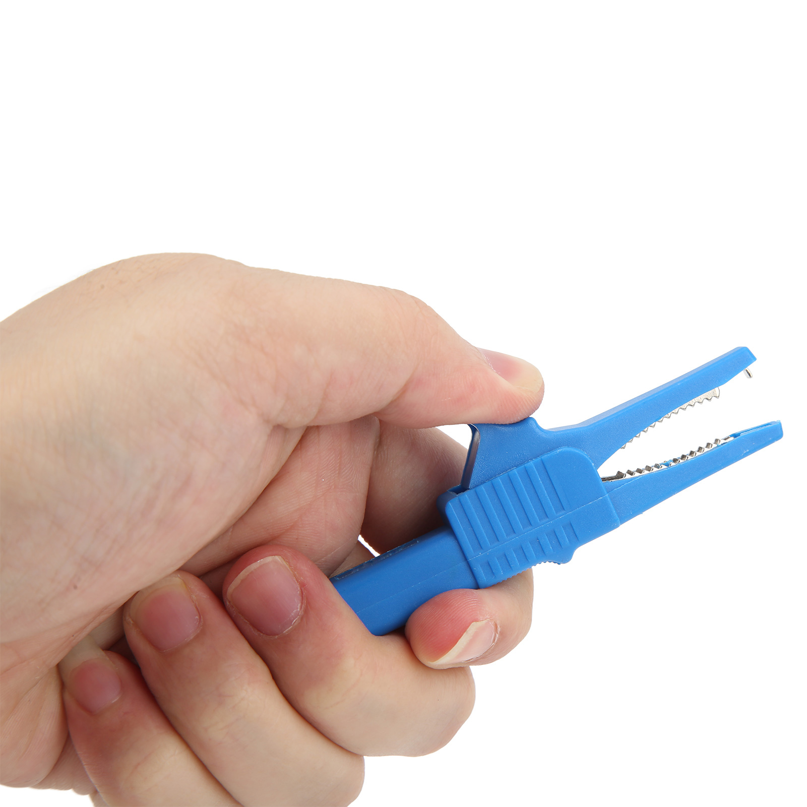 J.60039 Sicherheitsprüfklemme Mit 4 Mm Bananenstecker Am Ende, Große Pistolengriffklemme, Verkauft In 5er-packs, Blau.