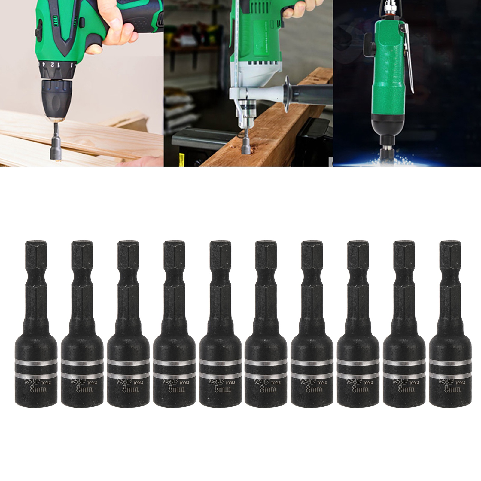 Packung Mit 10 M8×48mm 1/4 Zoll Vierkantkopf- Und Sechskantschaft-gewindeschneidadaptern Für Elektrische Bohrfutter (schwarz)
