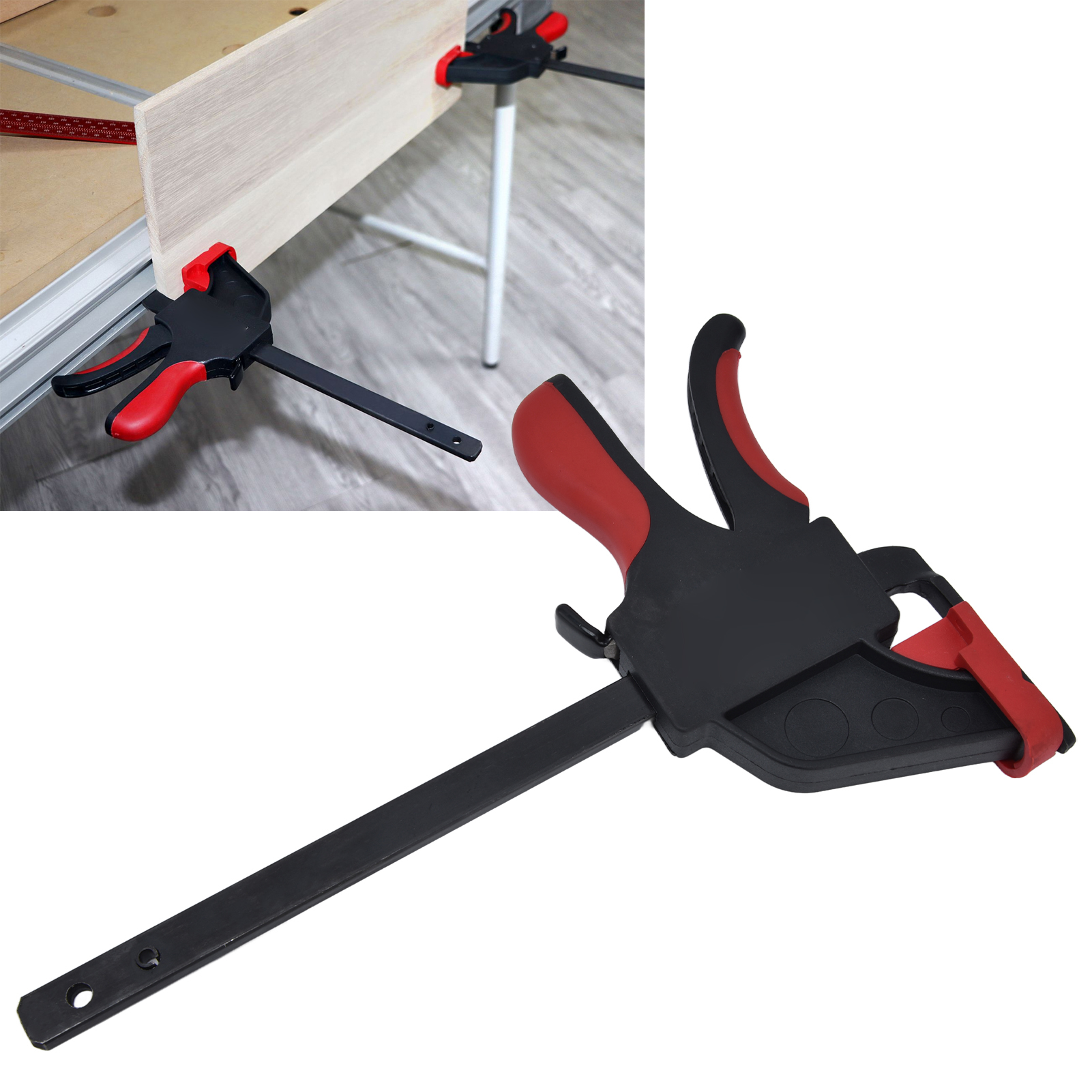 Set Mit 2 Automatischen Hochgeschwindigkeits-schienenklemmen (15 Cm/6 Zoll), F-klemmen Für Holzbretter, Büroklemmen, Einhandklemmen Für Die Holzbearbeitung
