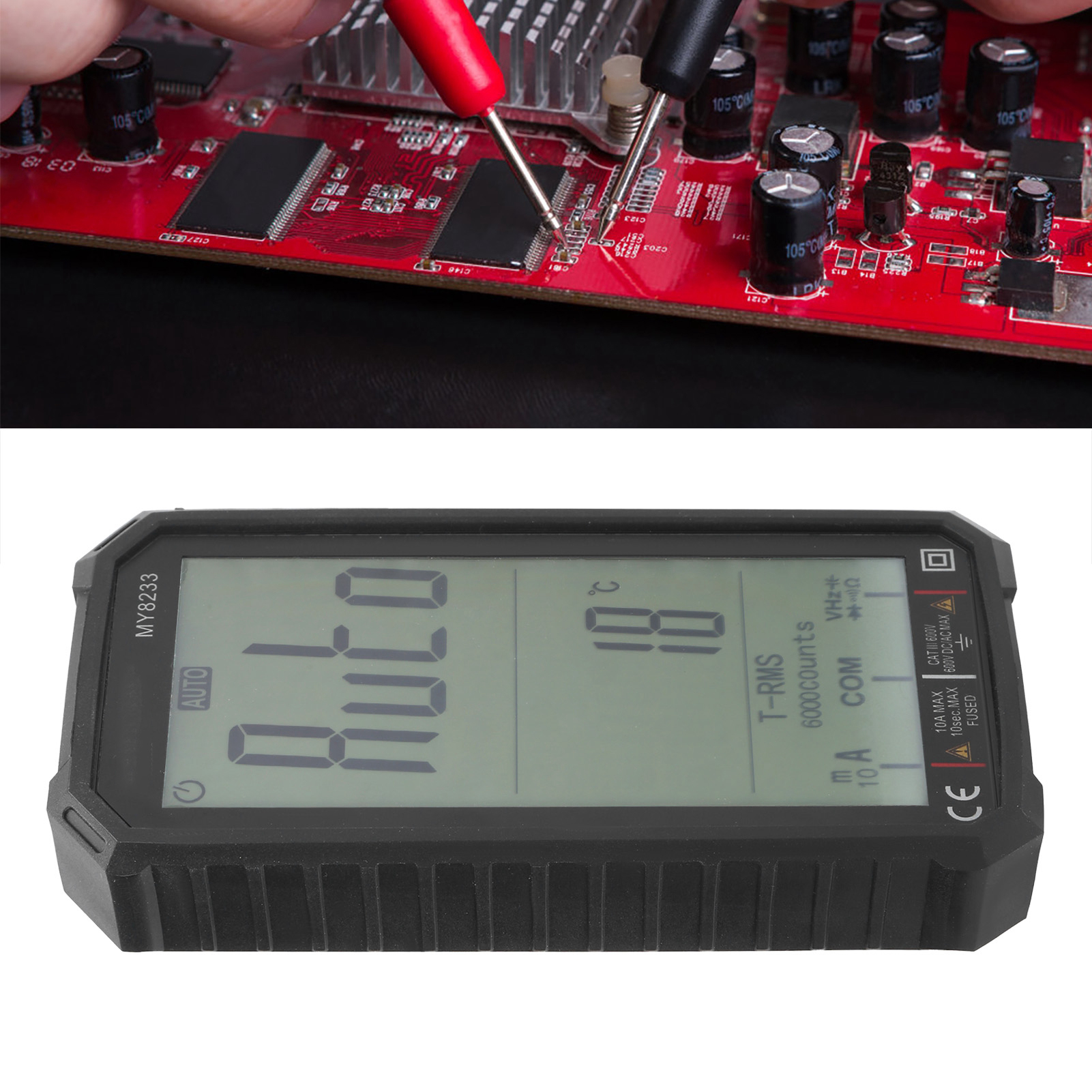 Maiyilong My8233 Digitalmultimeter Mit Volldisplay Und Zweifarbiger Hintergrundbeleuchtung