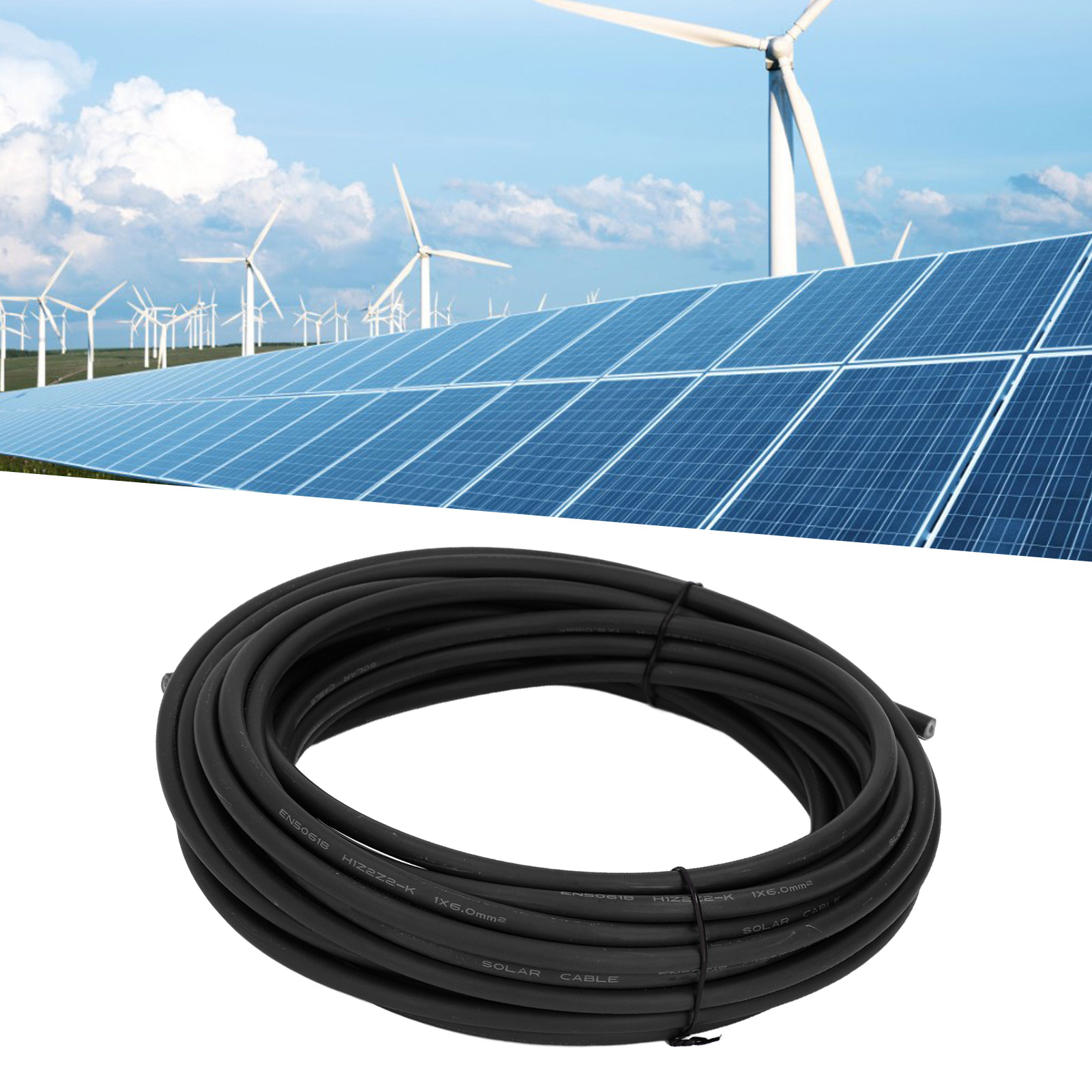 6 Mm² Solar-photovoltaikkabel, Verzinnter Kupferdraht, Schwarz, 20 M