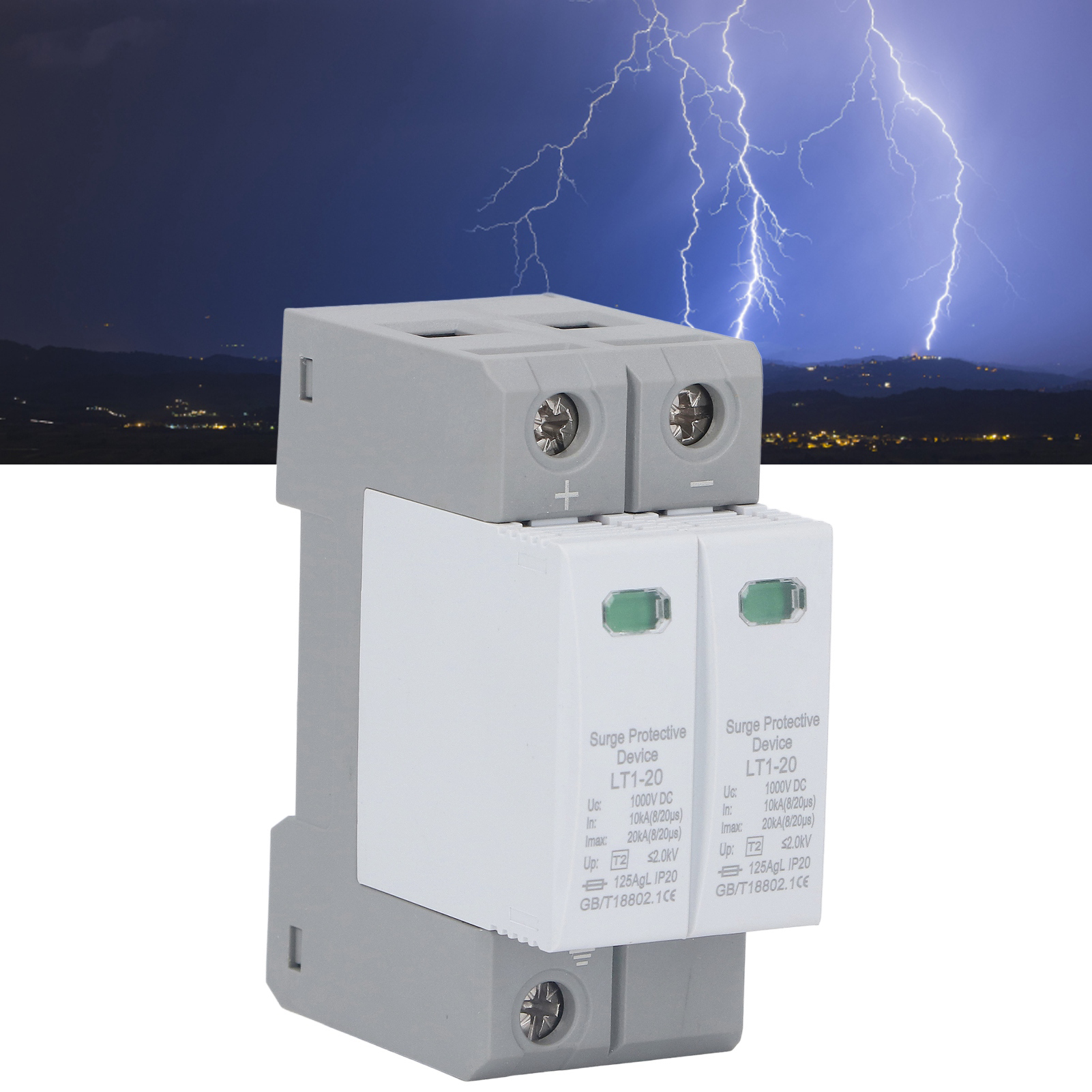 Lt1-20 Dc-photovoltaik-überspannungsableiter 1000 V 10 Ka-20 Ka/2p