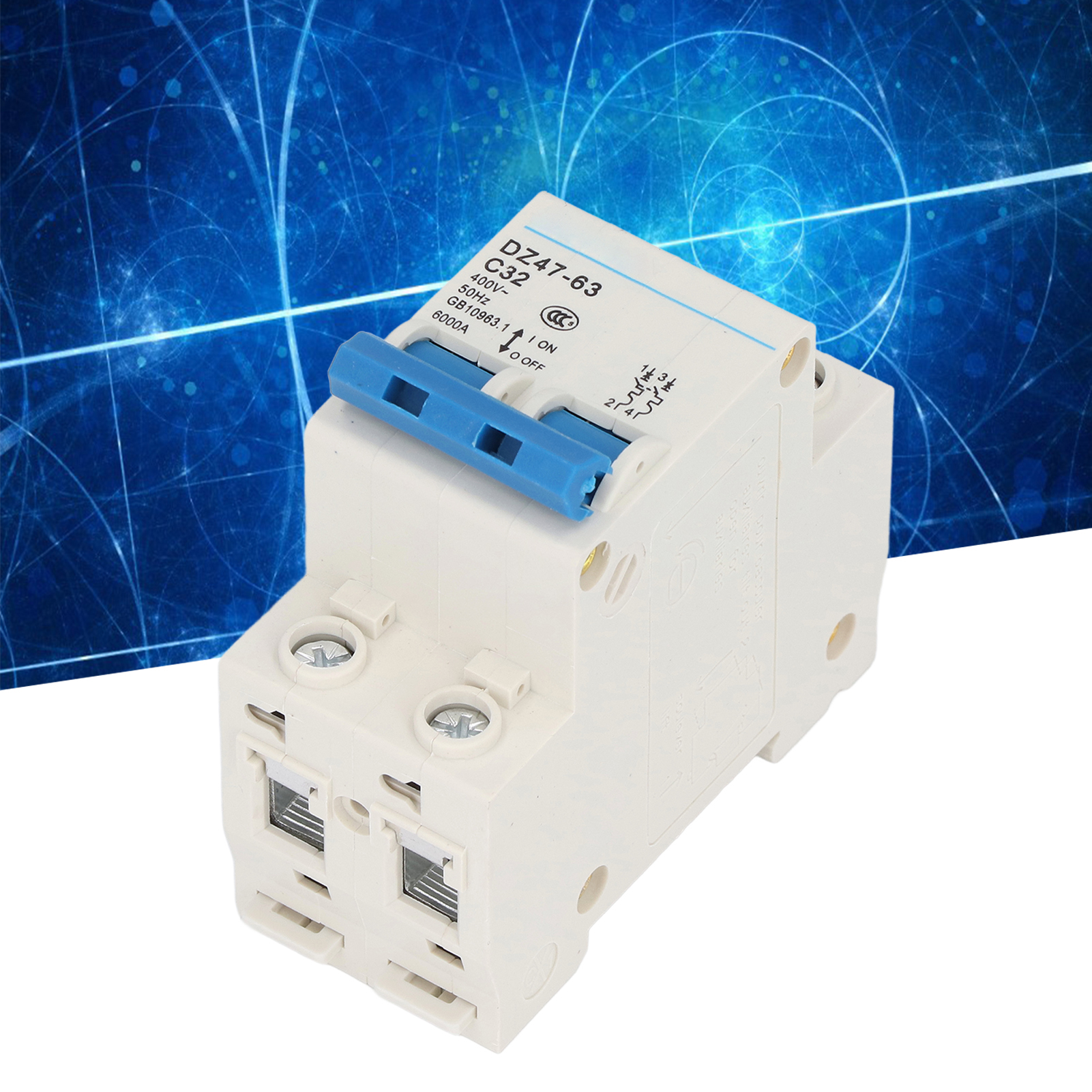 Leitungsschutzschalter Dz47-63 C32 2p 400 V 32 A, Din-schienenmontage, 6000 A Schaltleistung