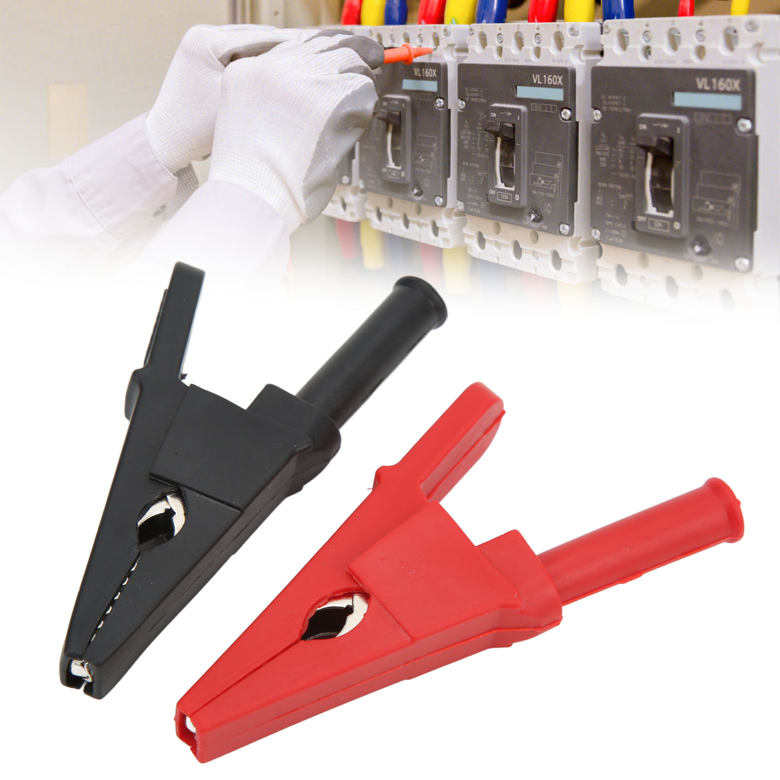20 Mm Offene Krokodilklemme Aus Vollkupfer Mit 4-mm-buchse Am Ende, Krokodilklemme Für Leistungsprüfung, Rot Und Schwarz, Verkauft Im 5er-pack, J.60050