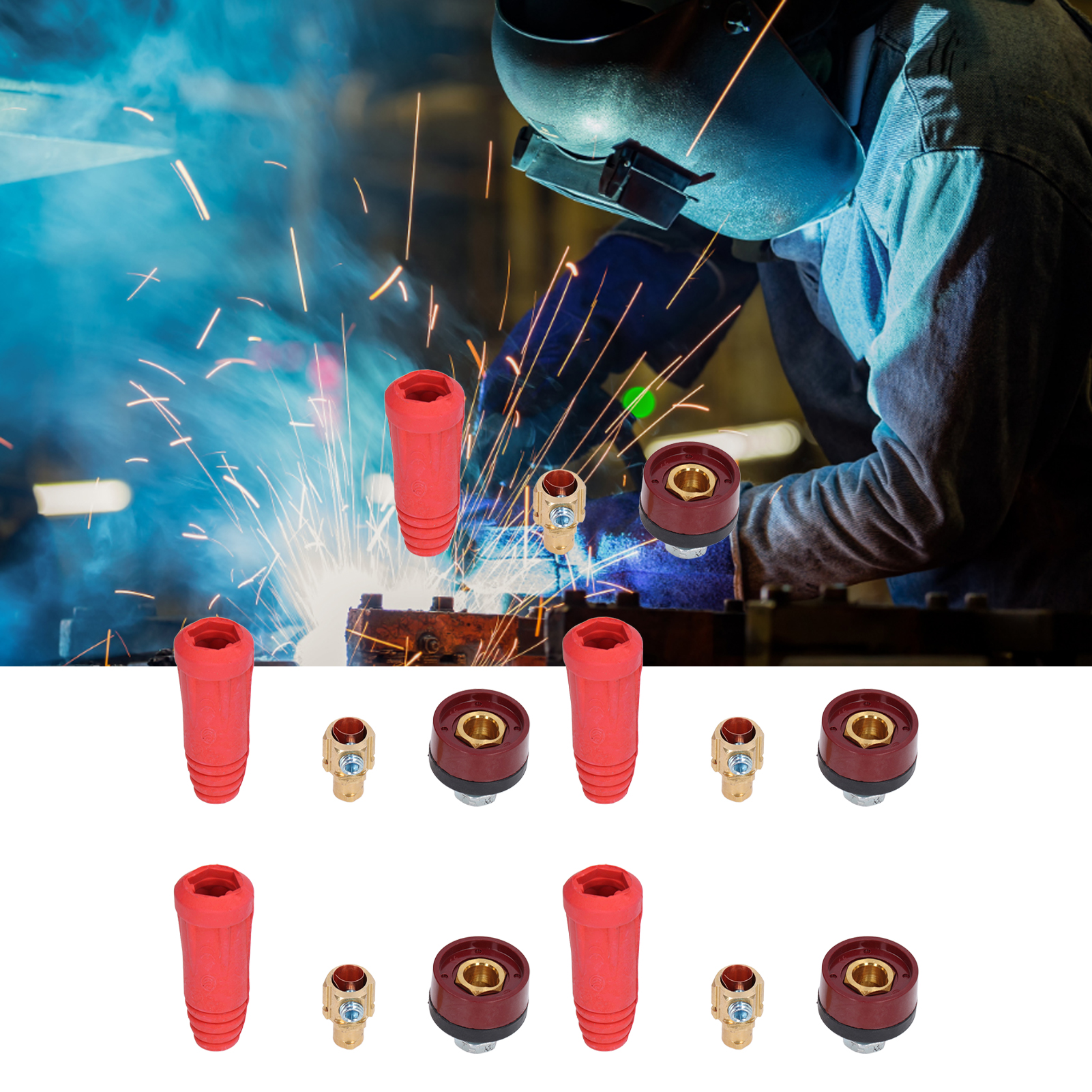 Schnellanschlussstecker Und -buchsen Für Schweißgeräte Nach Europäischem Standard, 35-50 Schnellanschluss-sets Für Schweißgeräte, Verkauft In 5er-packs.