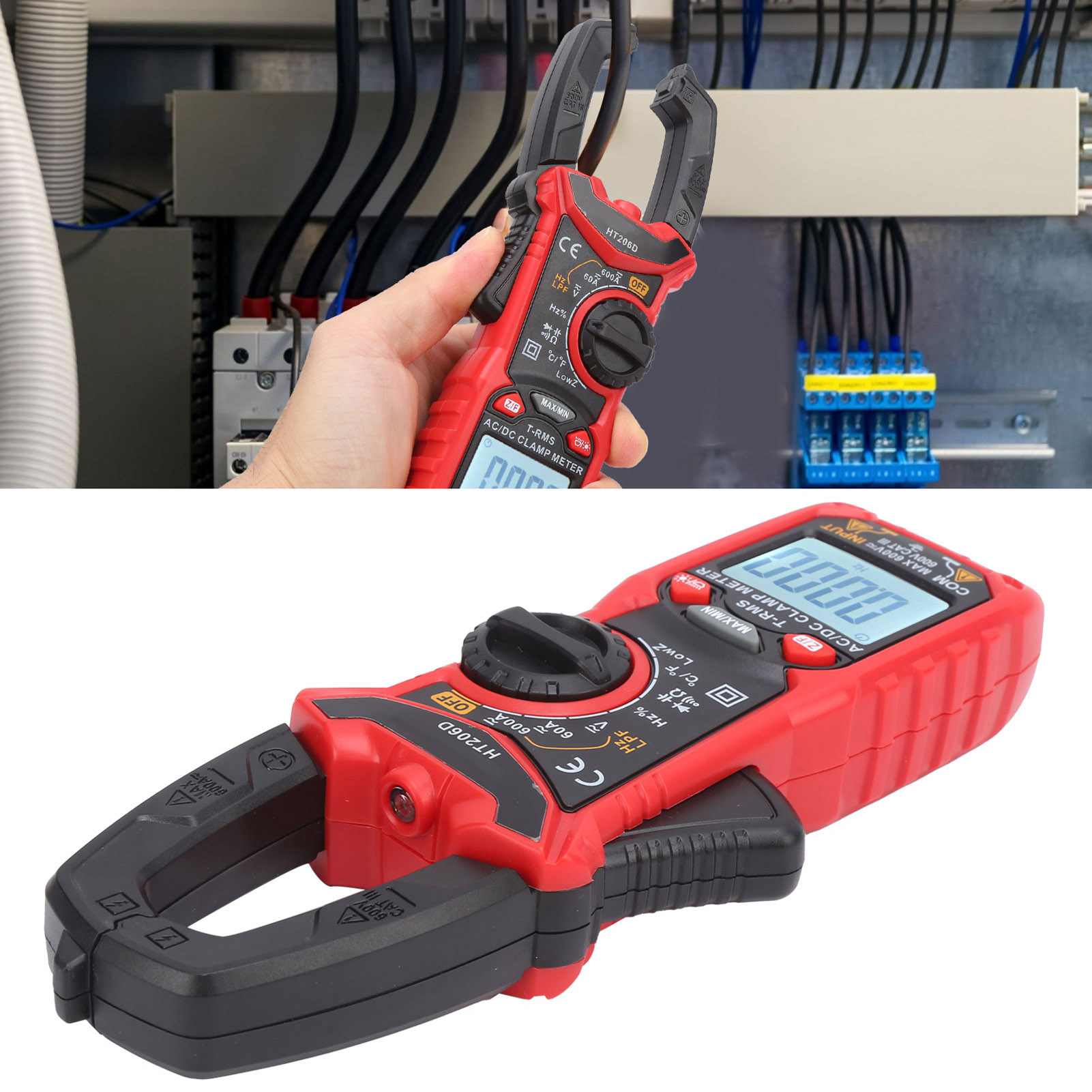 Ht206d Ac/dc 600v Digitales Stromzangenmessgerät, Hochpräzisions-stromzangenmessgerät, Multimeter, Amperemeter, Stromzangenmessgerät Für Elektrische Reparaturen