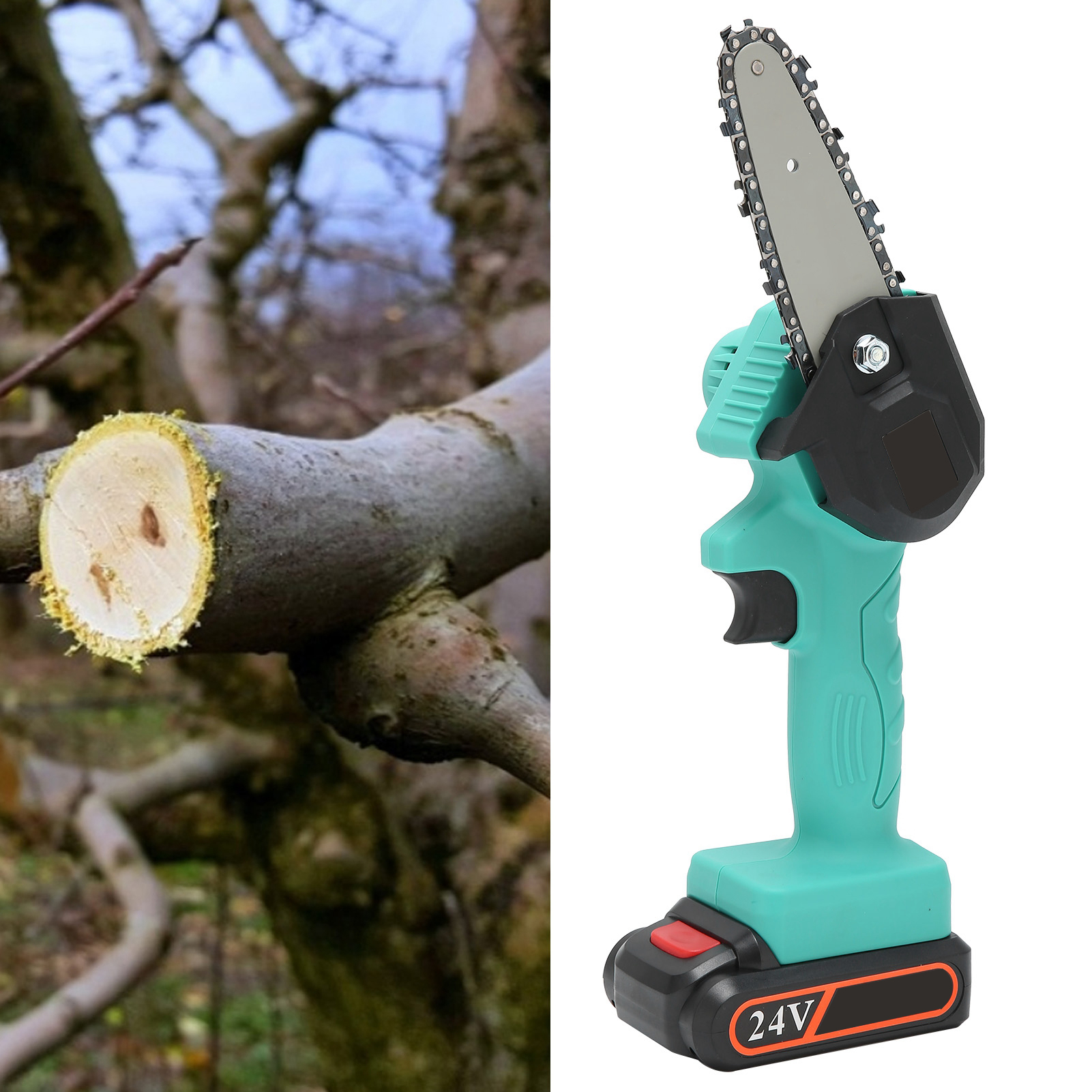 Fyd-001 Grüne, Tragbare Elektrische Astsäge, Kleine Wiederaufladbare Lithium-ionen-kettensäge, Mini-kettensäge Für Garten- Und Forstarbeiten, Europäischer Standard Ac110-240v