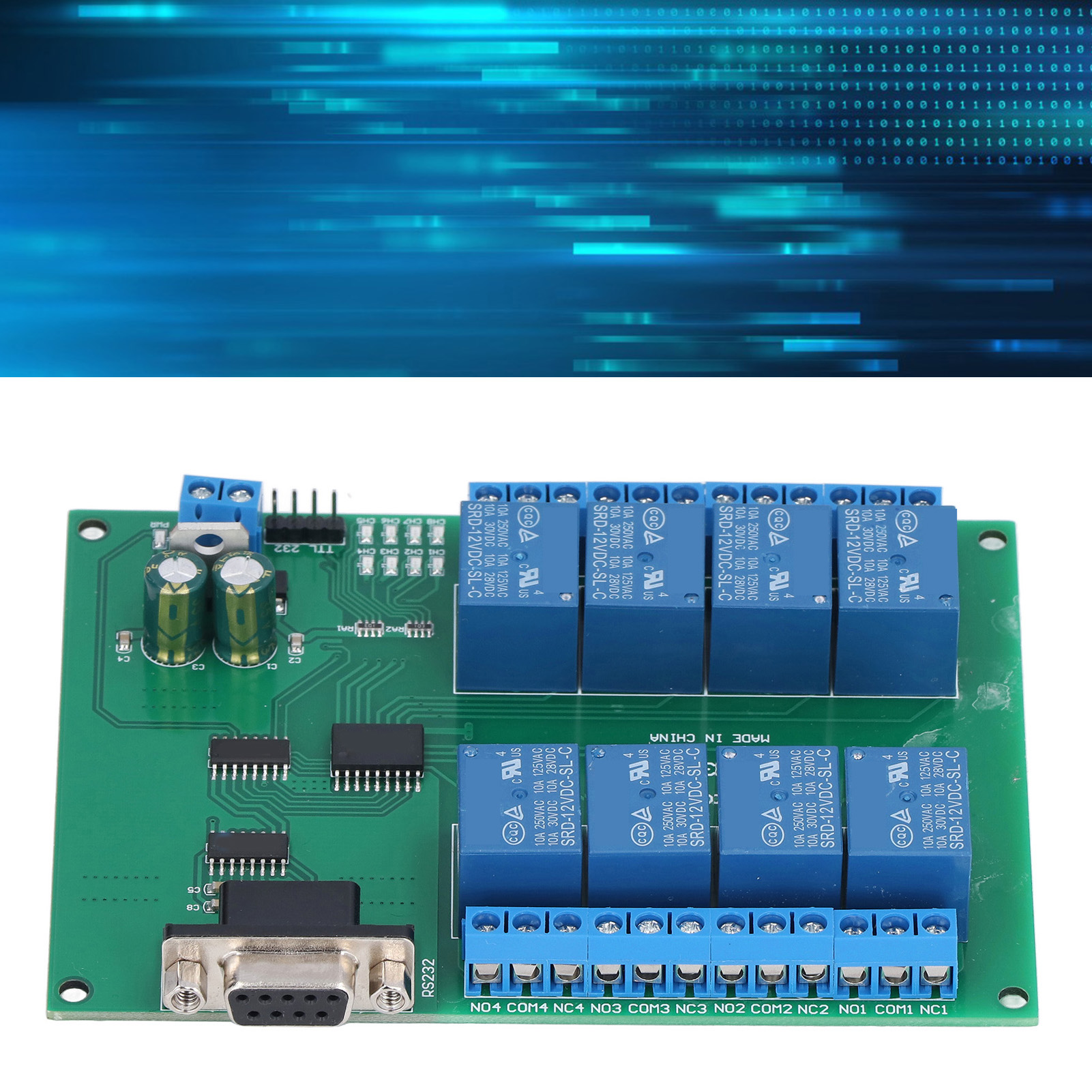 N223b08 8-kanal Dc 12v Rs232 Relaismodul Mit Serieller Schnittstelle Und Fernbedienung (ohne Gehäuse)