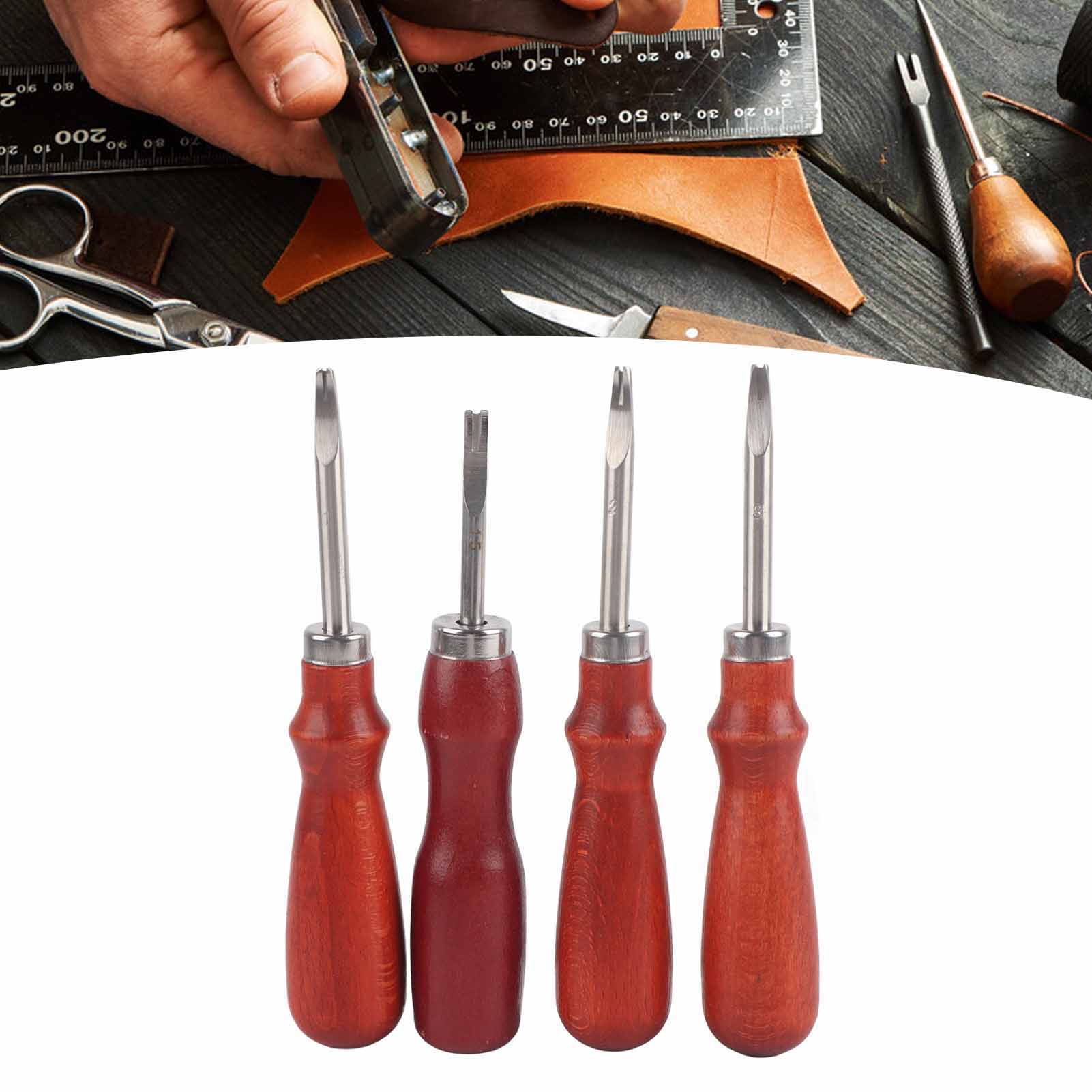 Set Aus Vier Lederbearbeitungswerkzeugen: Kantenschneider, Lederschnitzwerkzeug, Lederfasenmesser, Kantenschneider, Diy-lederbearbeitungswerkzeug (1 Mm + 2 Mm + 3 Mm + 1,5 Mm).