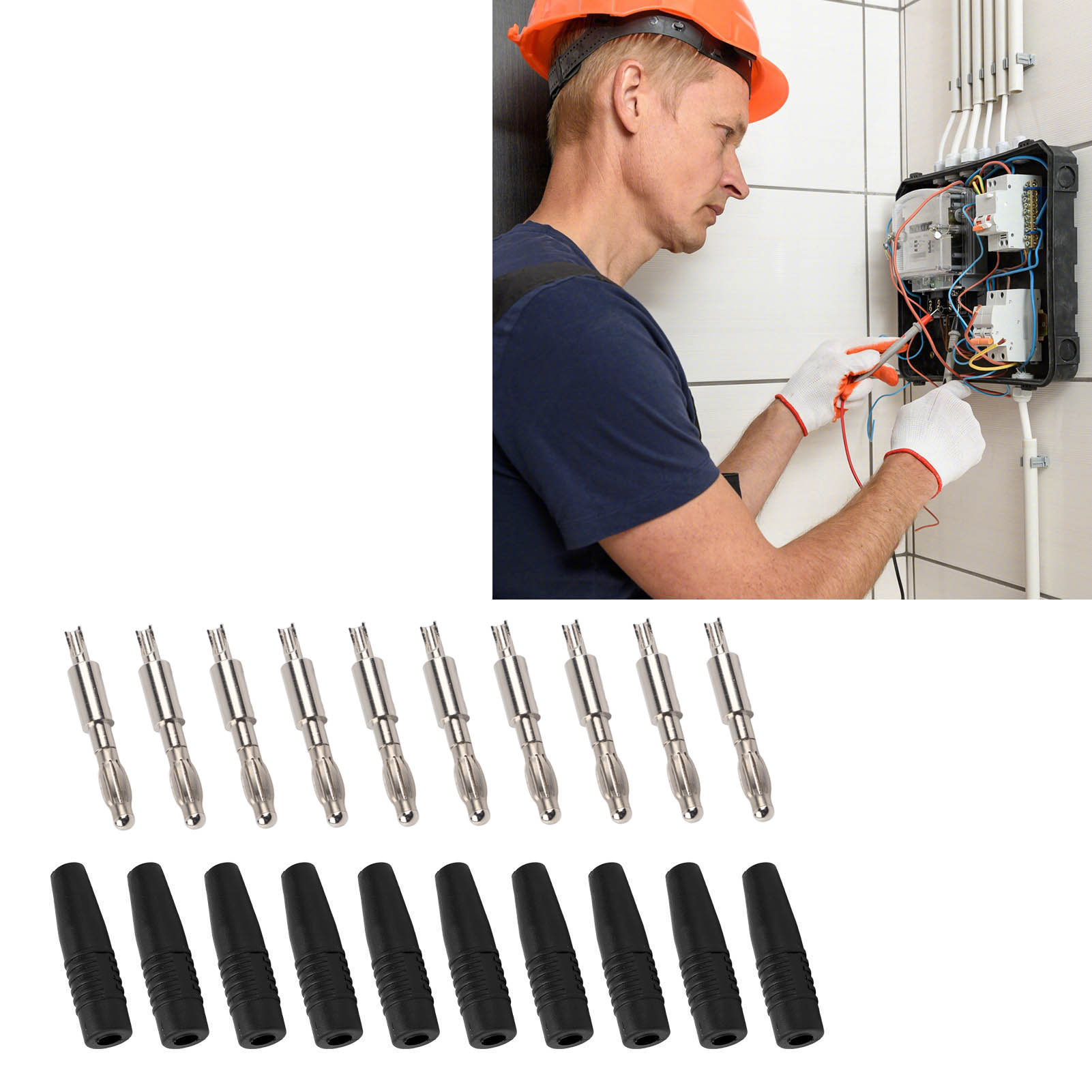 22.040 Bananenstecker-laterne 4,0 Mm, Reinkupfer, Vernickeltes Metall, Spritzgegossen, Zubehör, Verlötete Steckeranschlüsse, Schwarz