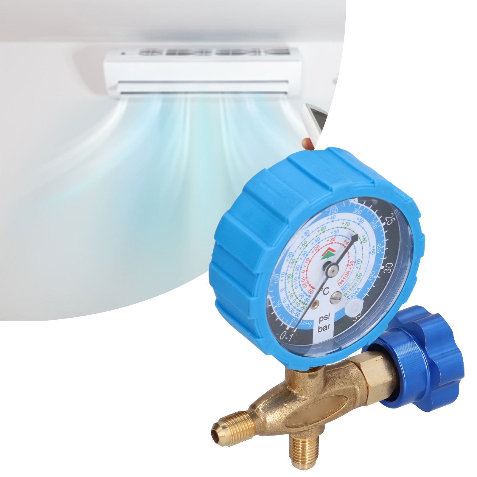 Hs-466nal Einzelmanometer Für Kältemittel, Kältemittelfülldruck: 500 Psi, Metallknopf
