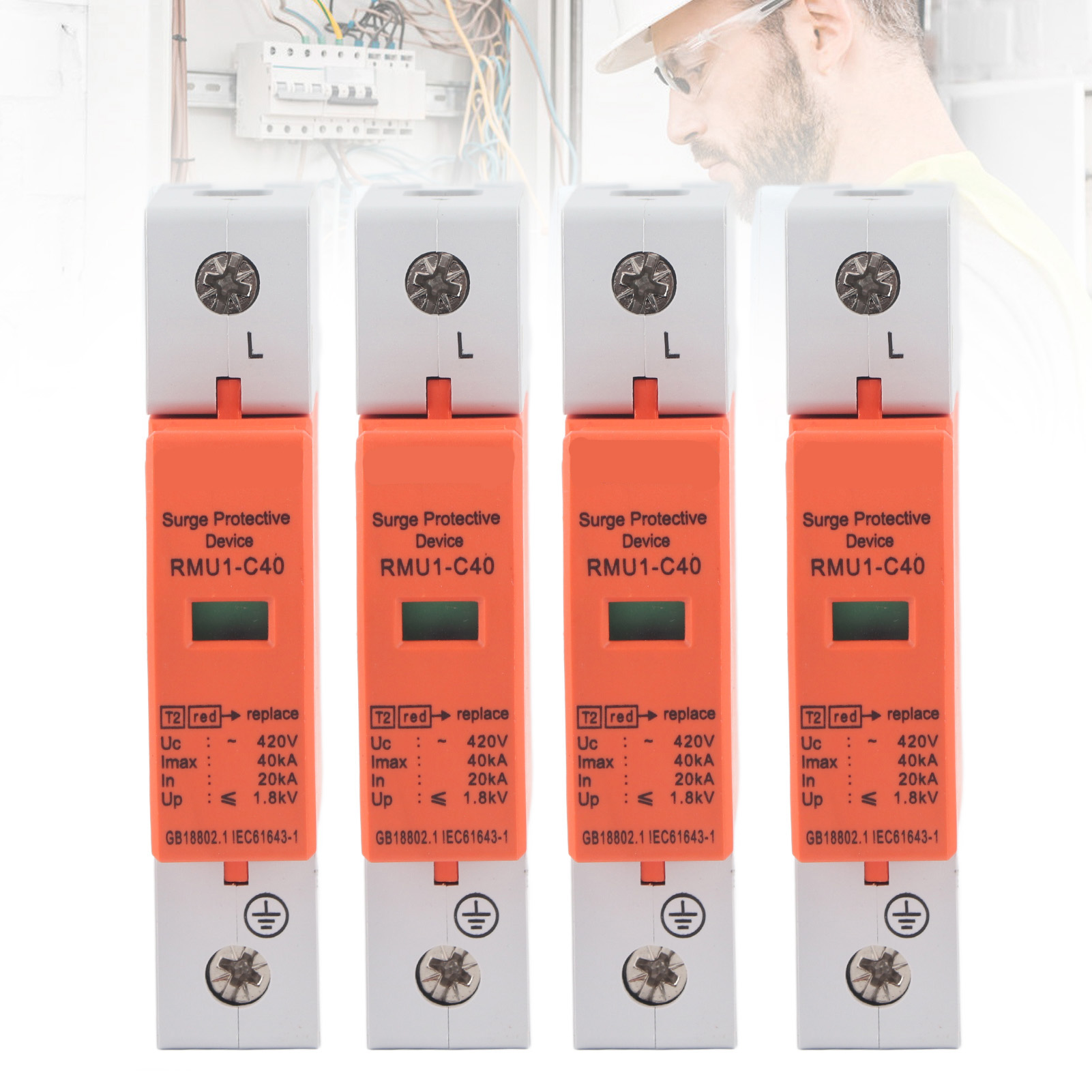 Rmu1-c40 420v Spd 1p Überspannungsschutzgerät Für Den Blitzschutz Im Haushalt, Potenzialausgleichs-überspannungsschutz, Maximale Kapazität: 40 Ka