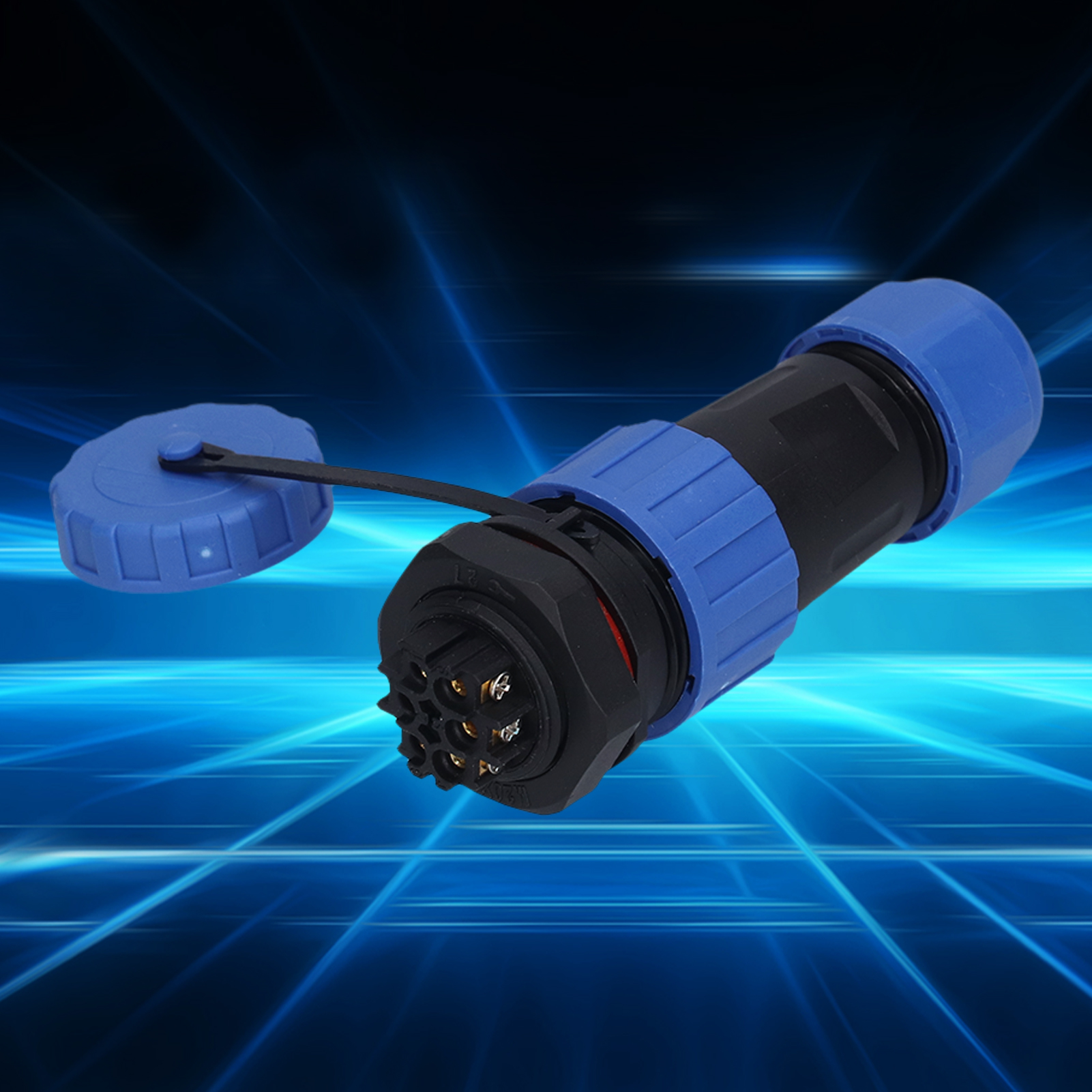 Wasserdichter Lp20-luftfahrtstecker Ip68 Mit Lötfreier Mutter, Mehradrig, Stecker Und Buchse, 250 V 5 A, Φ6-12 Mm², 6 Adern