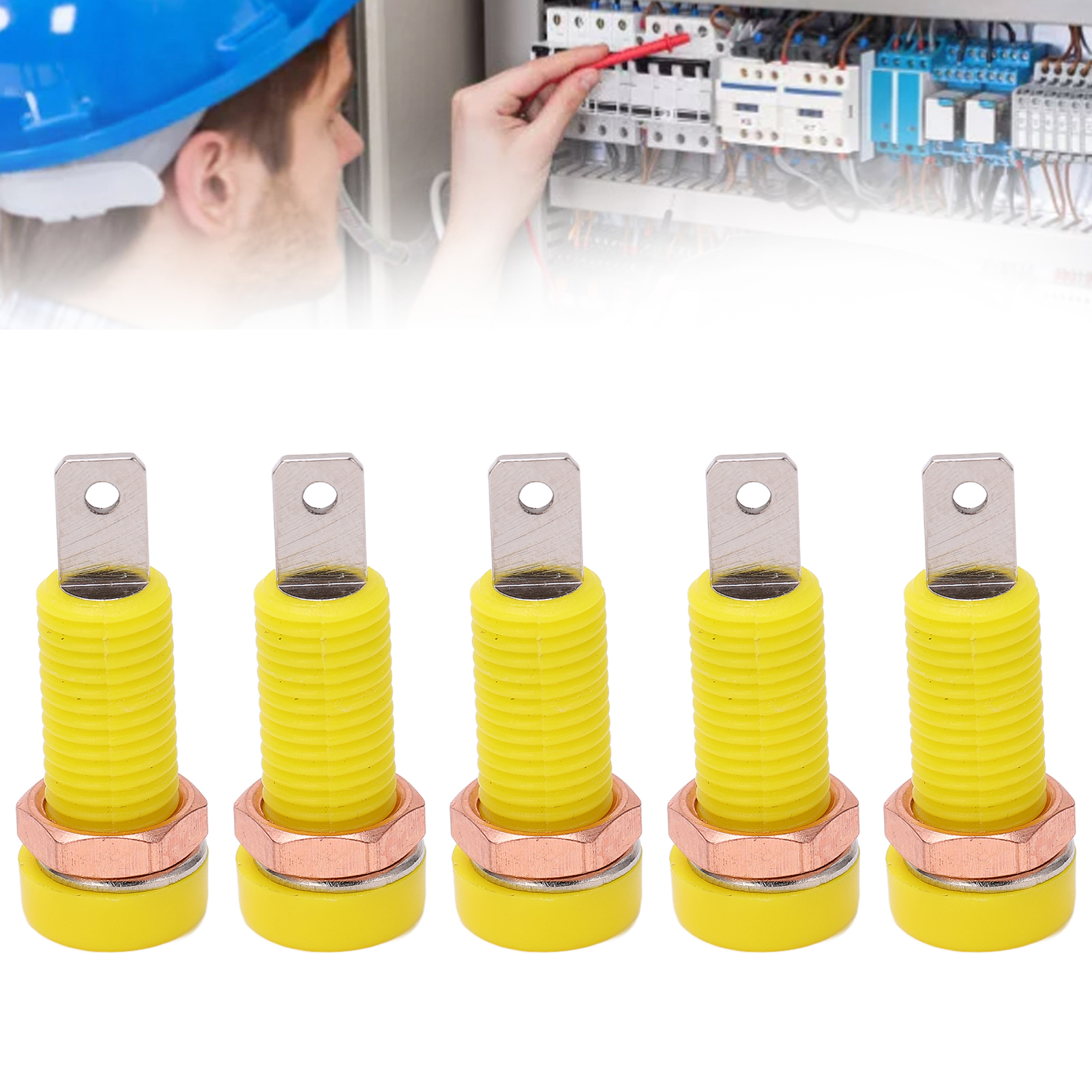 J.40015 4 Mm Panelstecker Mit 4 Mm Bananenstecker, Messinganschlüsse, Verkauft In 10er-packungen (gelb).