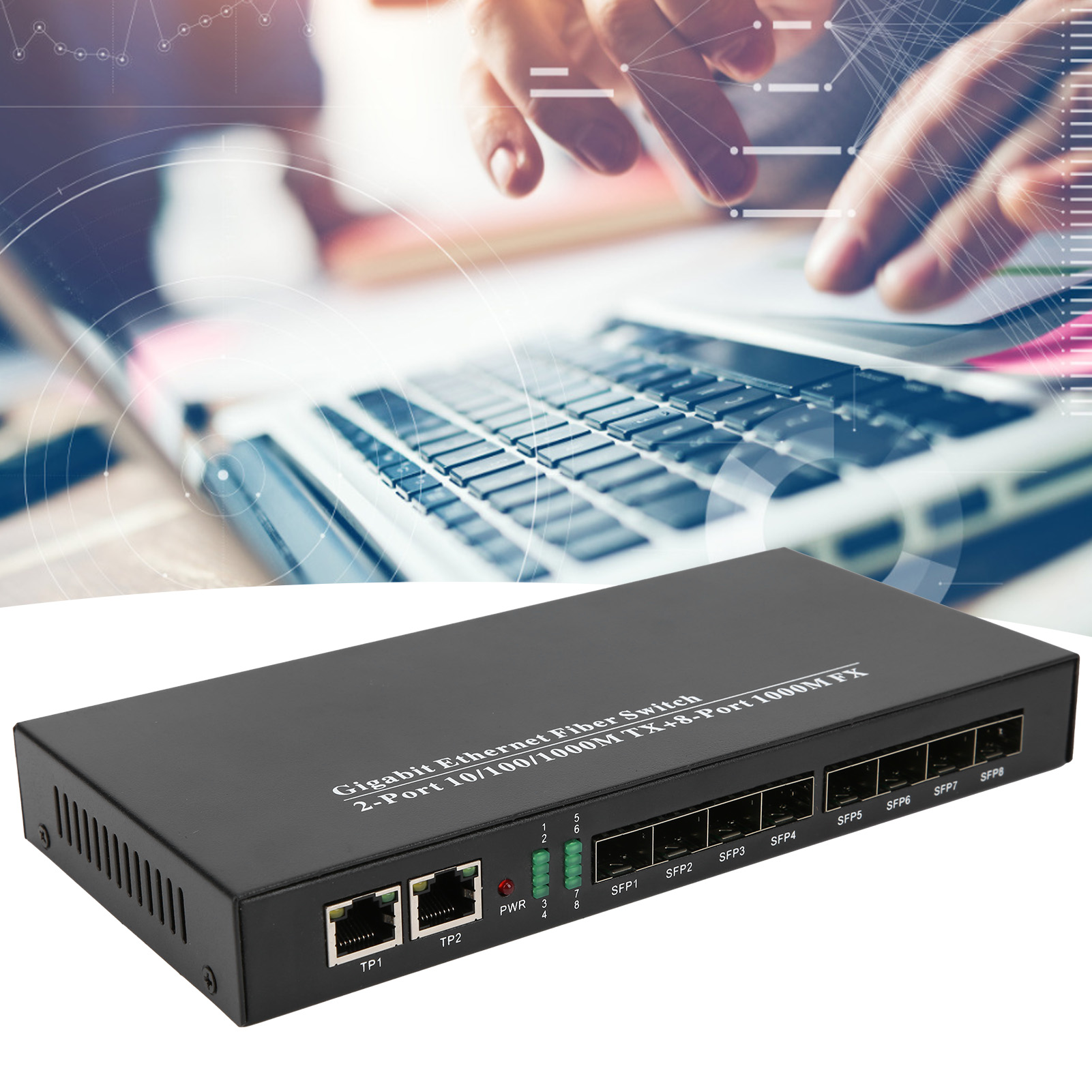 Gigabit-glasfaser-transceiver Xxs-sfp-8f2g (8 Fasern, 2 Netzteile) - Gigabit-sfp-glasfaser-switch (dc 5v/3a)