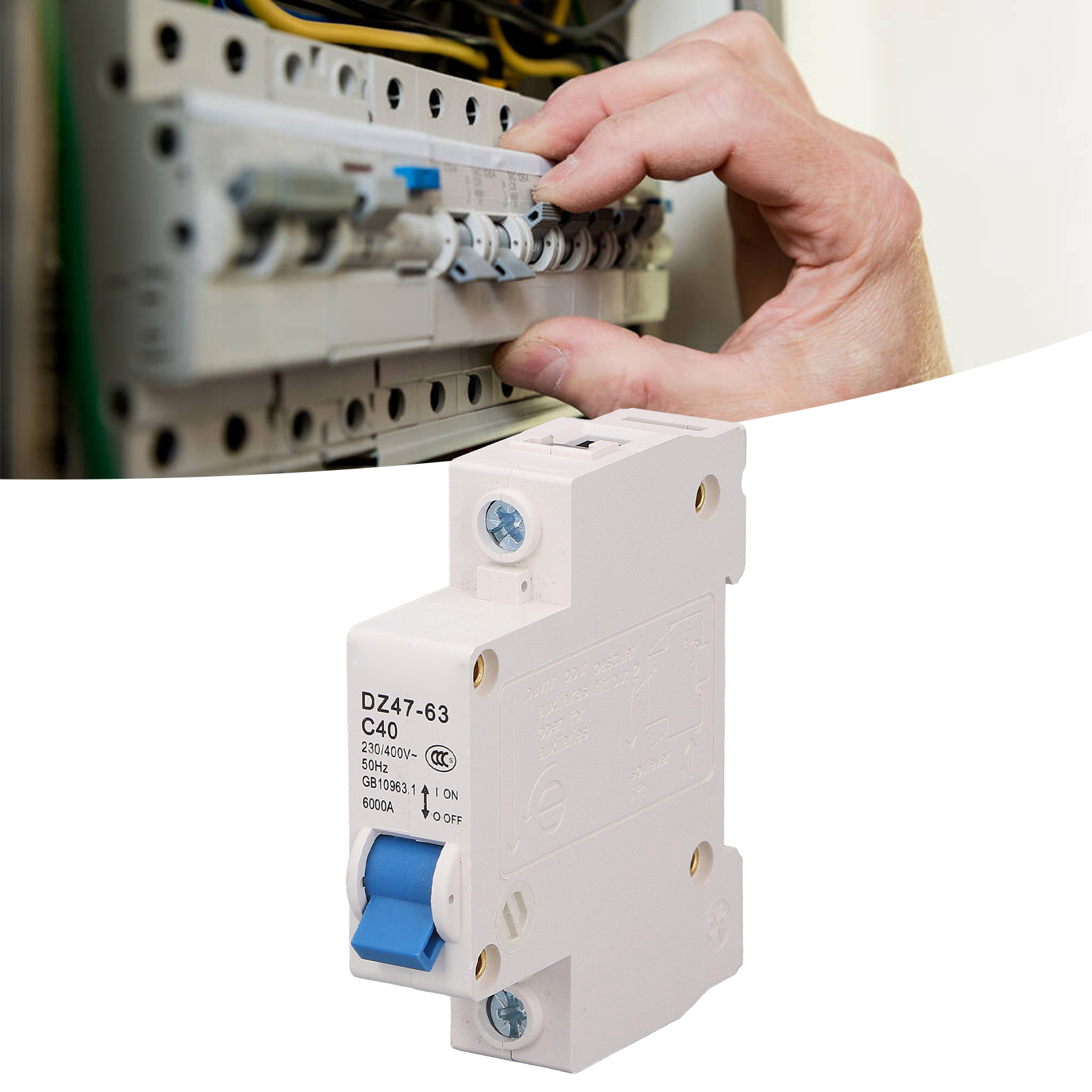 Leitungsschutzschalter Dz47-63 C40 1p 230 V/400 V 40 A, Din-schienenmontage, 6000 A Schaltvermögen