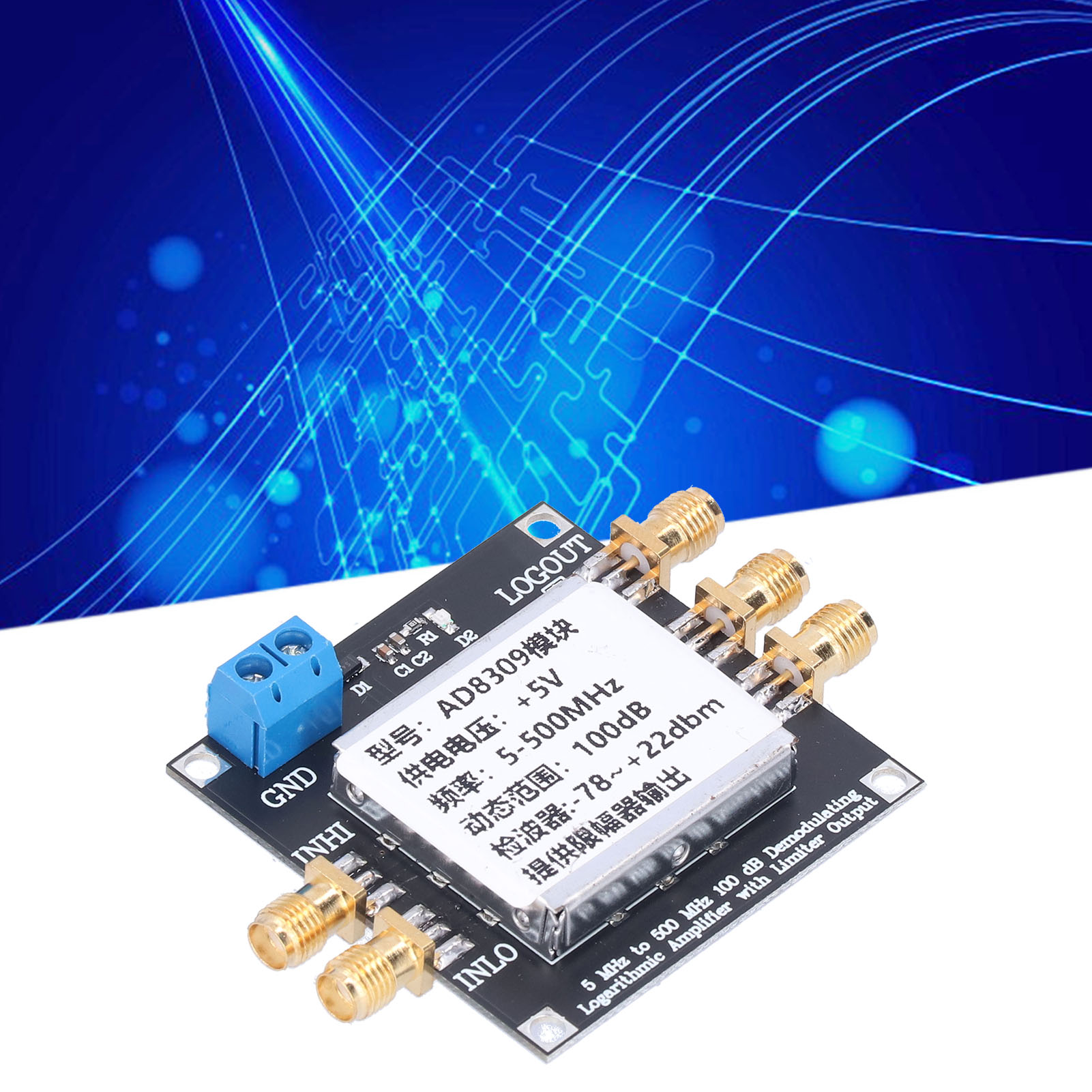 Der Ad8309 100 Db Dynamikbereichsdetektor Mit Logarithmischem Verstärkermodul Mit Begrenzter Ausgangsleistung Kann Für Die 500 Mhz Fsk/psk-demodulation Verwendet Werden.