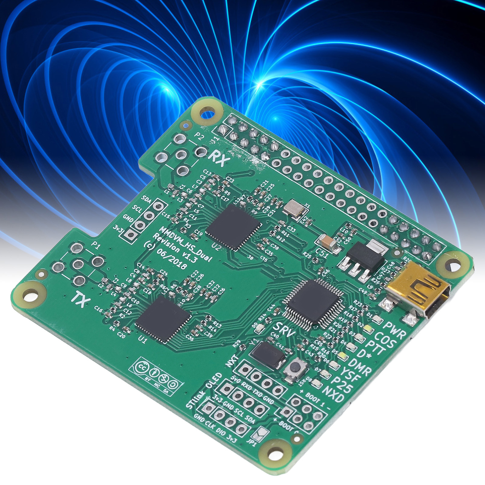 Das Mmdvm Dual-antennen-hotspot-modul Ist Eine Duplex-platine, Die Für Raspberry Pi Revision 1.3 Entwickelt Wurde.